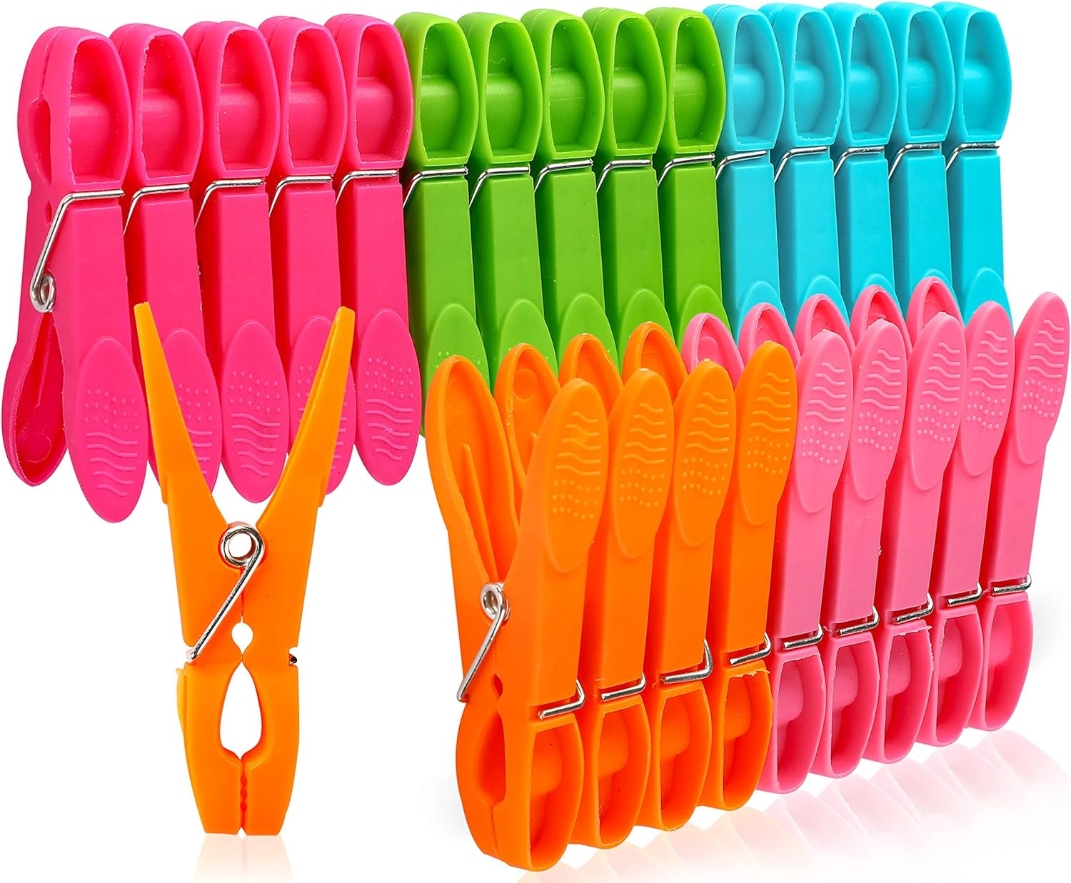 Clothes Pegs 25 Pack Colorful - Durable Clothes Pegs for Washing Line - Laundry Clips Rust Resistant Plastic Non Slip