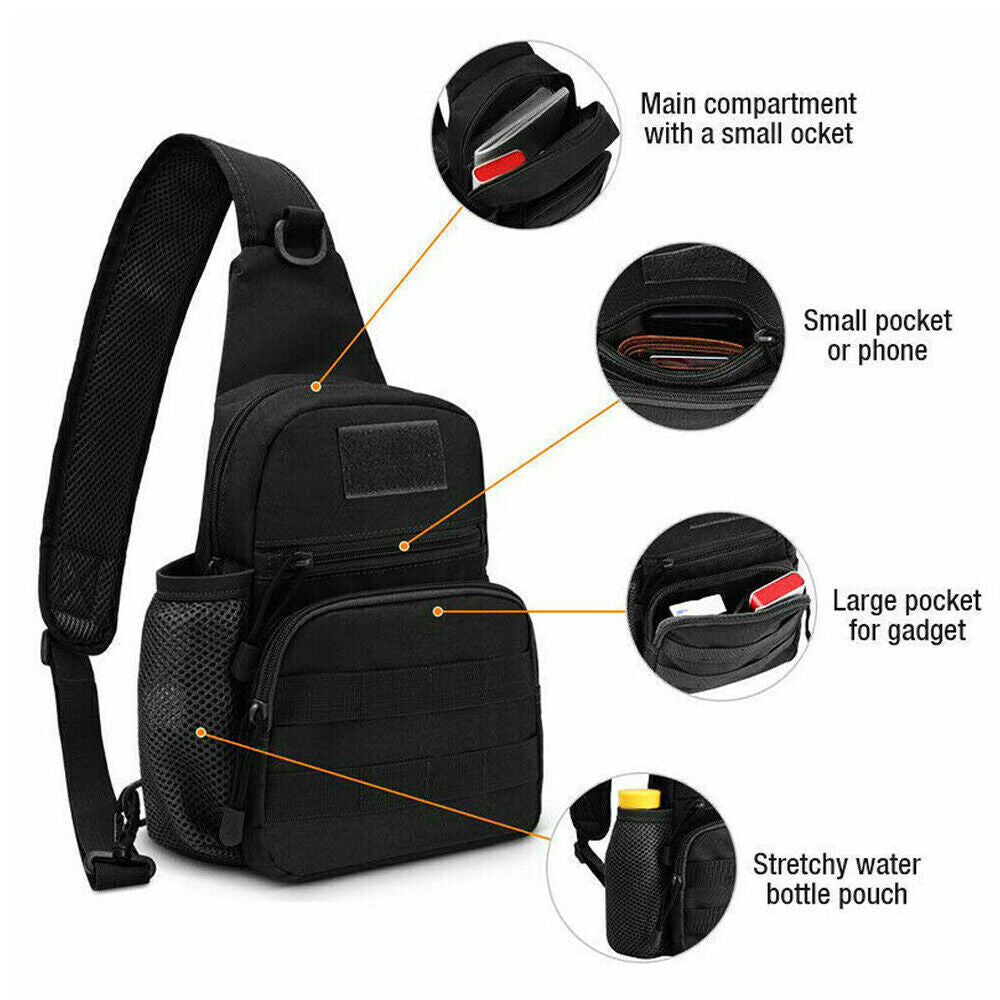 Men Small Chest Bag Pack Travel Sport Shoulder Sling Backpack Cross Body Outdoor