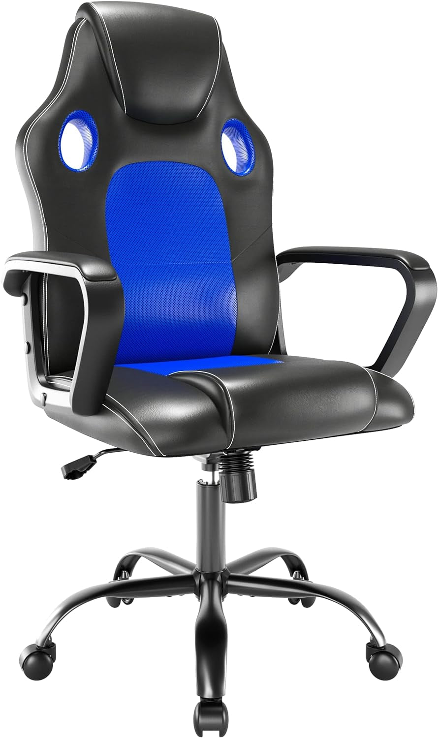 Gaming chair Office Swivel Computer Work Desk Ergonomic Chair Racing Leather PC gaming (Blue)