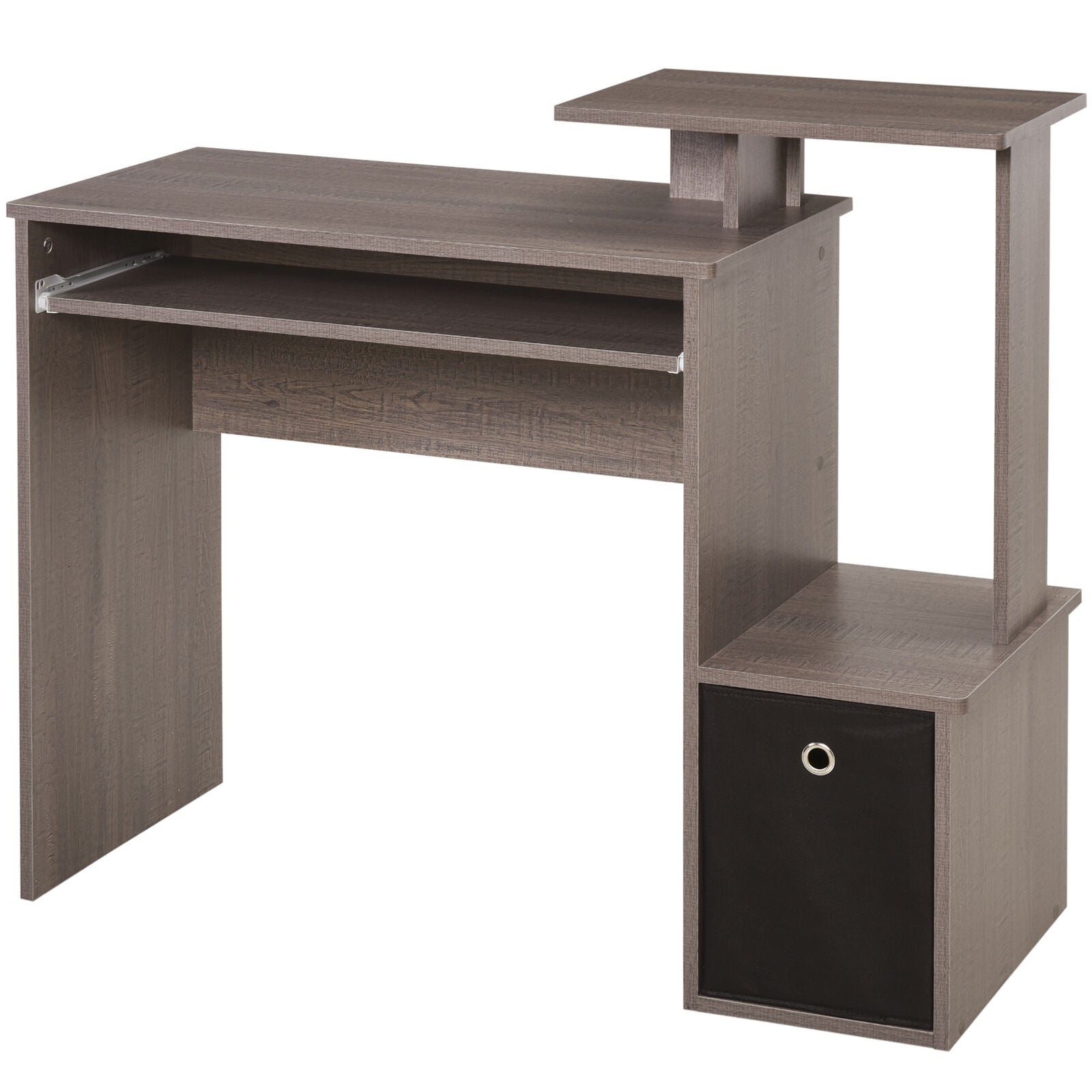 Computer Desk with Sliding Keyboard Tray Storage Drawer Shelf Workstation Grey