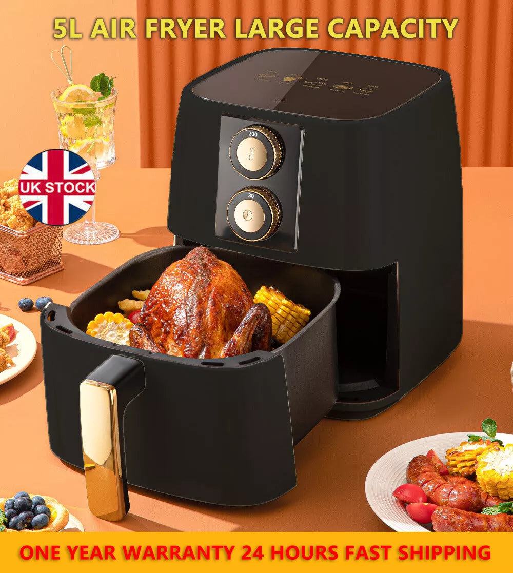 Air Fryer Oven Cooker 5L Kitchen Oil Free Healthy Food Frying Black