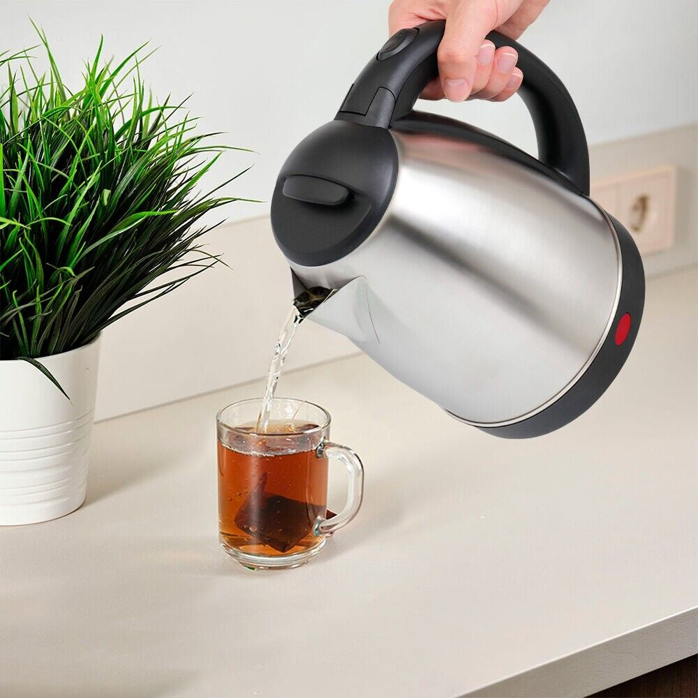 Electric Kettle Stainless Steel Cordless Jug 1.8L Overheat Protection - 1500W UK