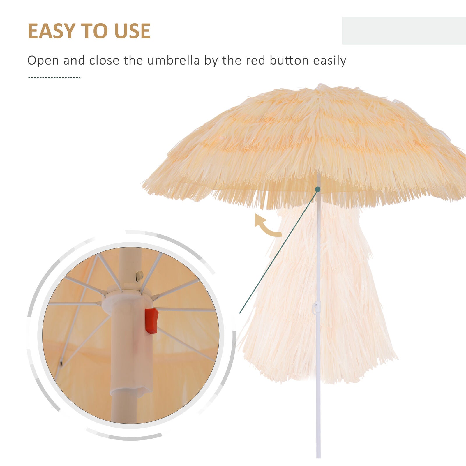 Patio Garden Hawaii Beach Sun Umbrella Sunshade Hawaiian Folding Tilting Parasol