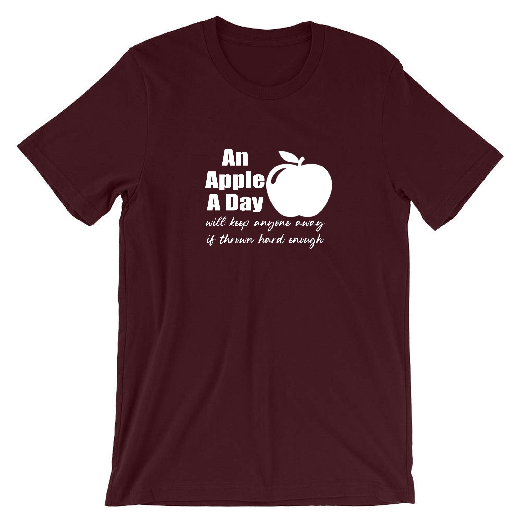 An apple a day will keep anyone away if thrown hard enough Funny Doctors Birthday Gift Ladies Mens T-shirt Tshirt T Shirt Tee Shirt Joke