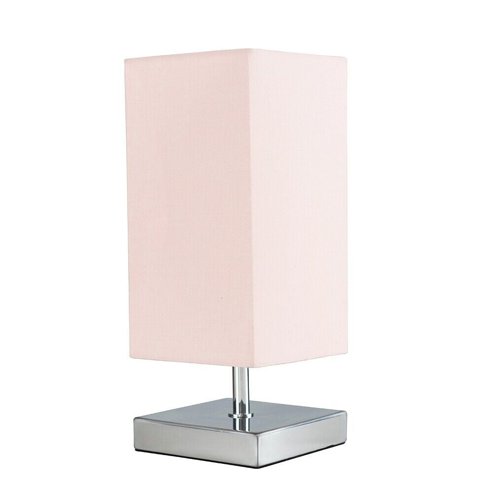 Chrome Square Touch Bedside Table Lamp  30CM Dimmable Lounge Light LED Bulb