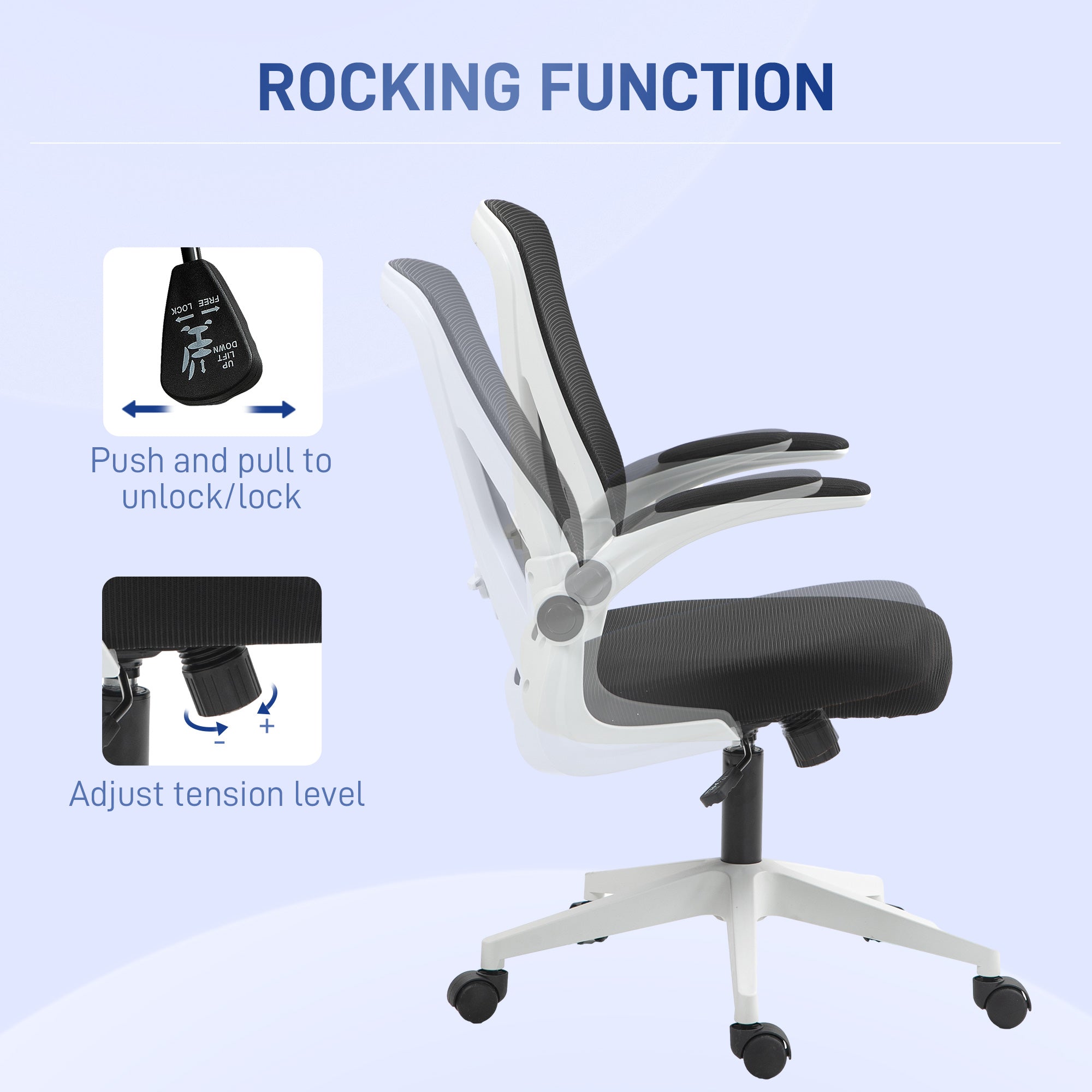  Chair with Flip-up Armrests Lumbar Back Support