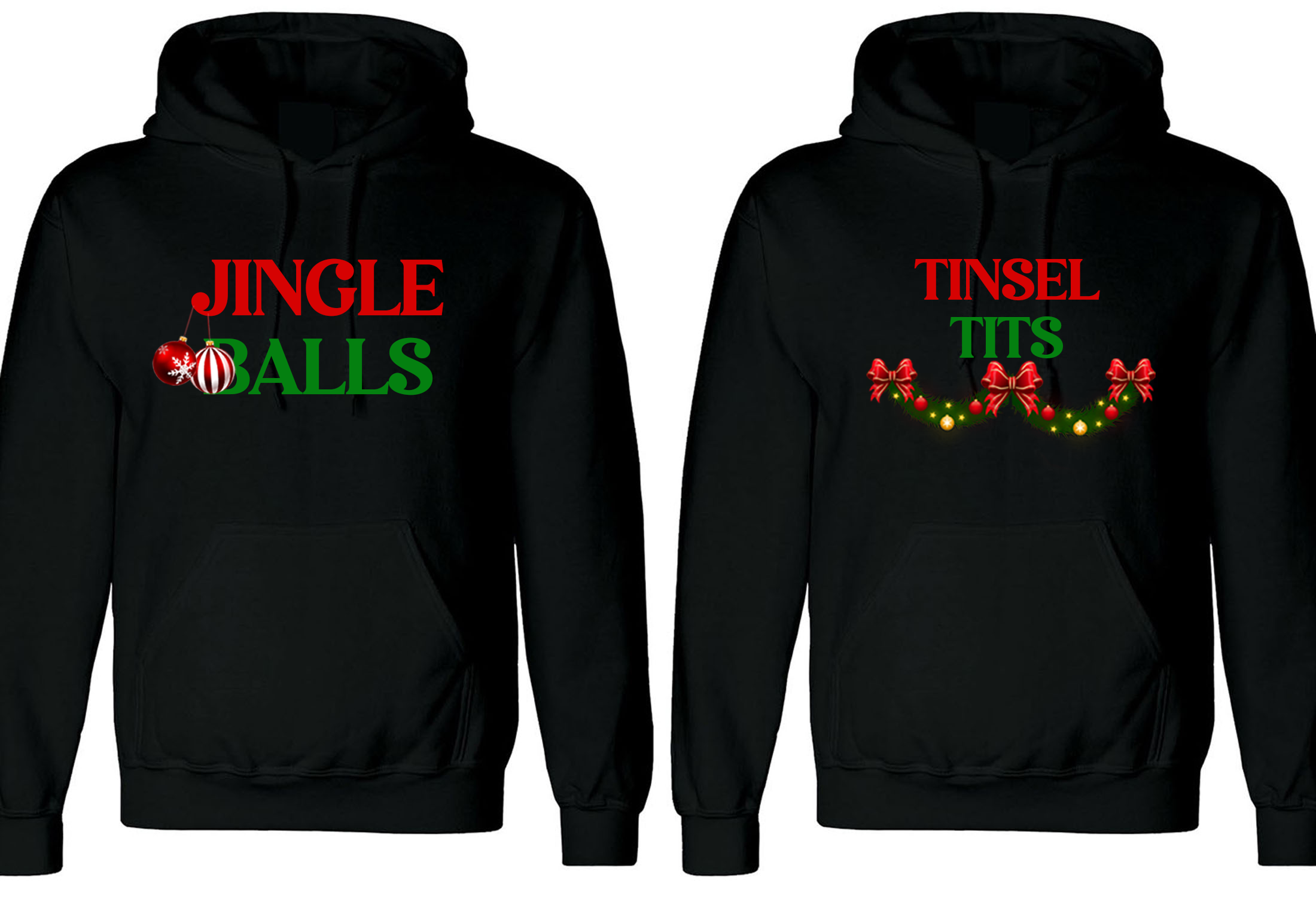 Jingle balls and Tinsel Tits Hood christmas married custom couple christmas Hoodies, couple matching shirts