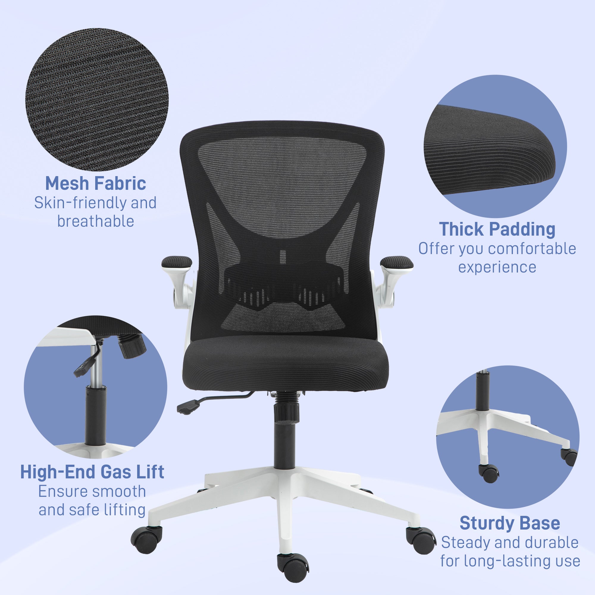  Chair with Flip-up Armrests Lumbar Back Support