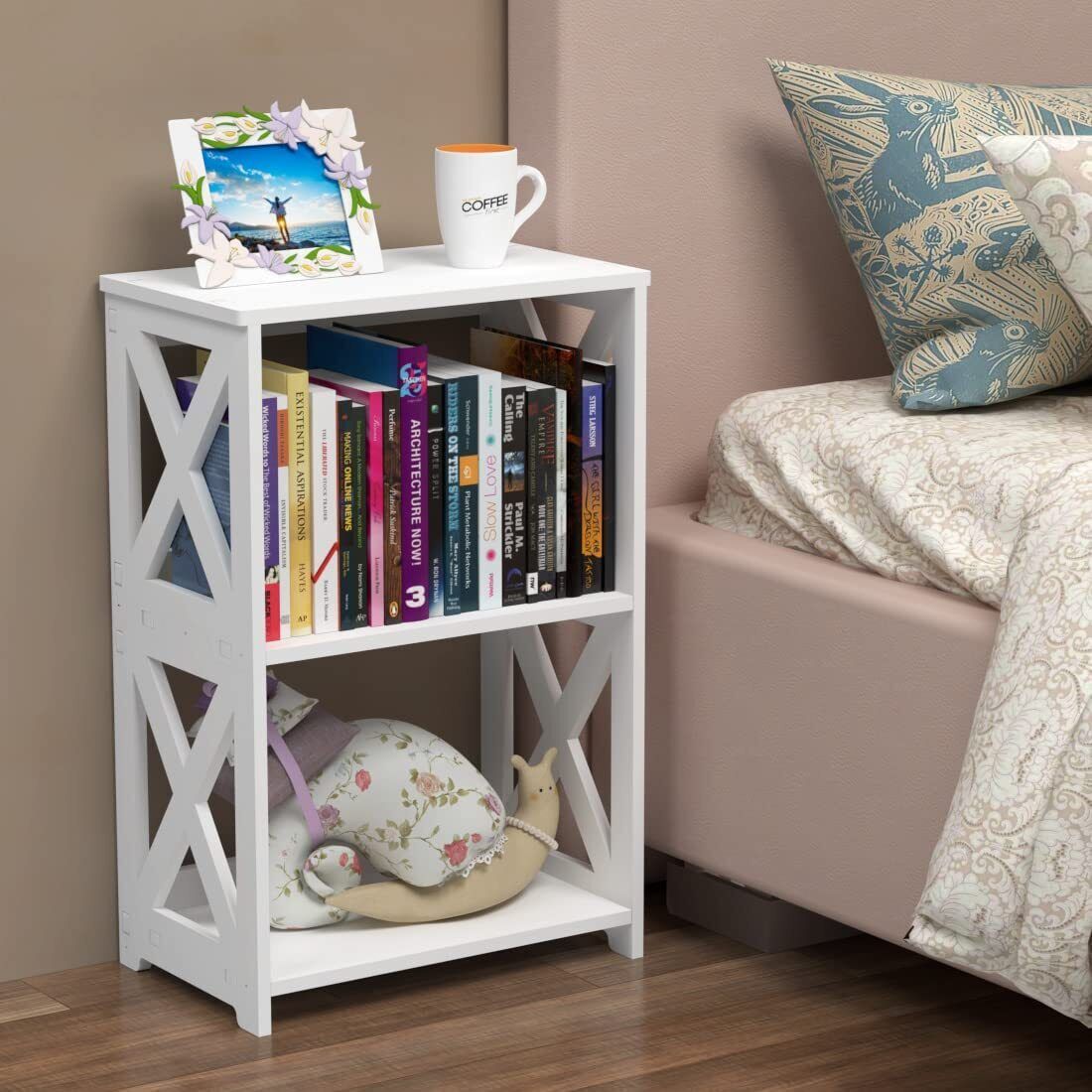 Bedside Table White Drawer Cabinet Small Side End Table Nightstand Storage Shelf