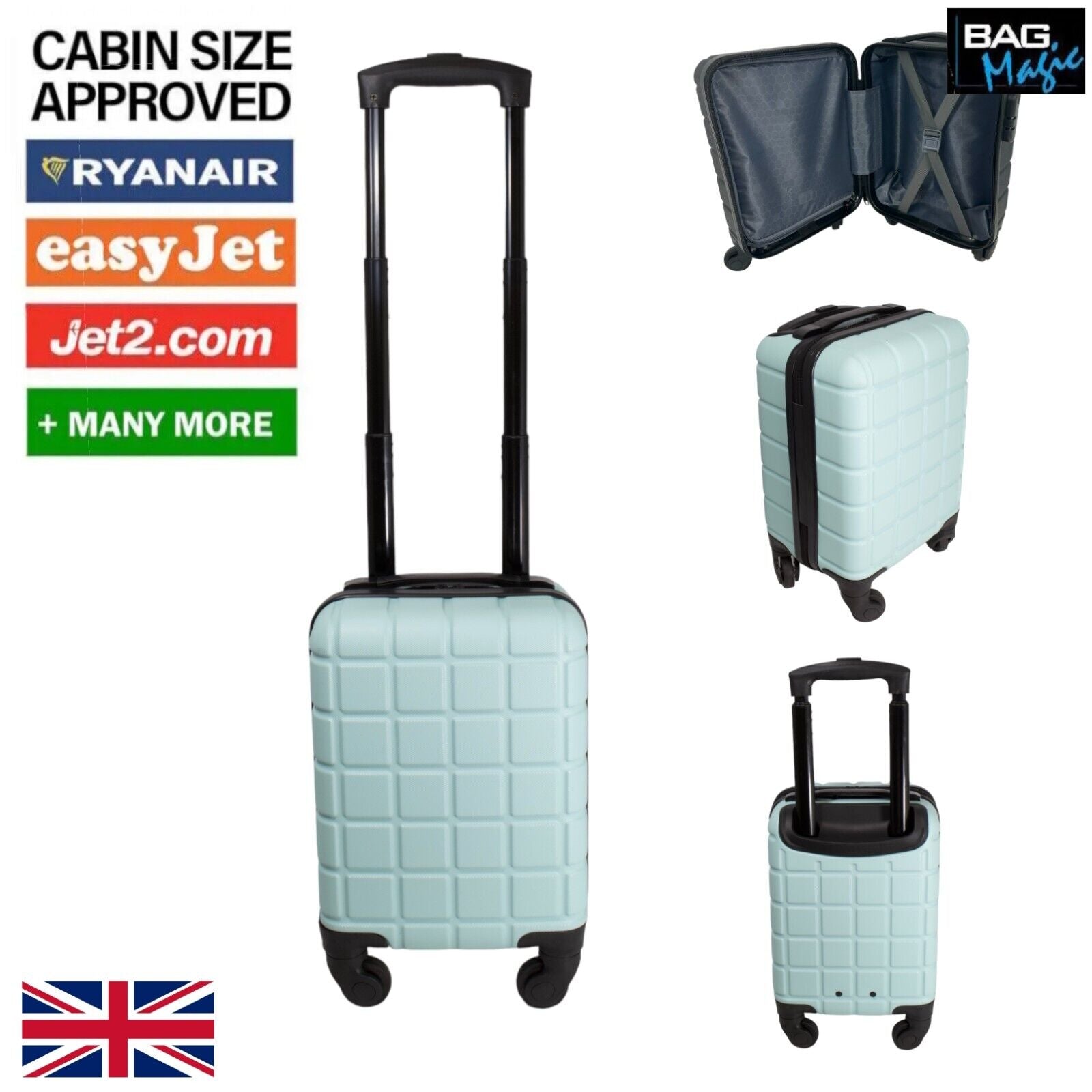 RyanAir 40x25x20cm Carry On Suitcase, Cabin Approved Underseat ABS Hard Luggage