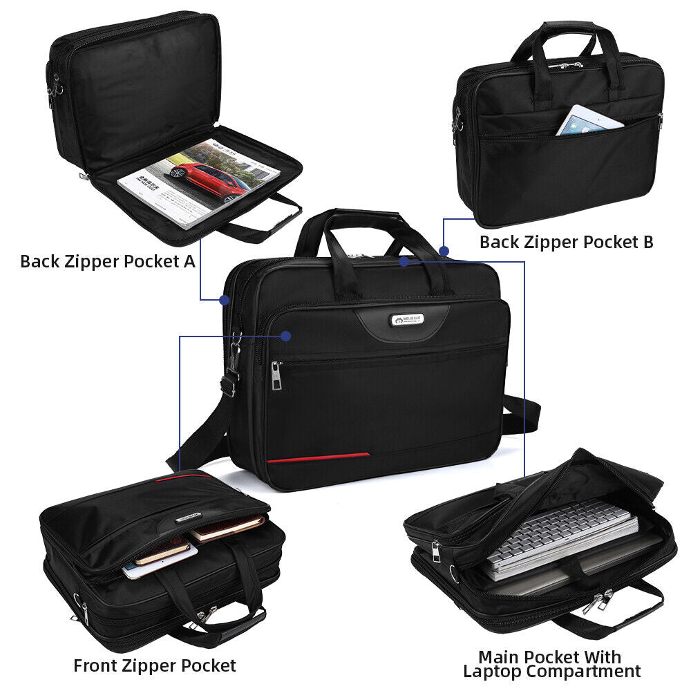 Men Briefcase Waterproof Padded Laptop Work Case Business Travel Shoulder Bag