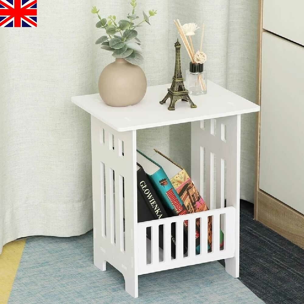 Bedside Table Cabinet Side End Table Nightstand Storage Organizer Home Stand UK