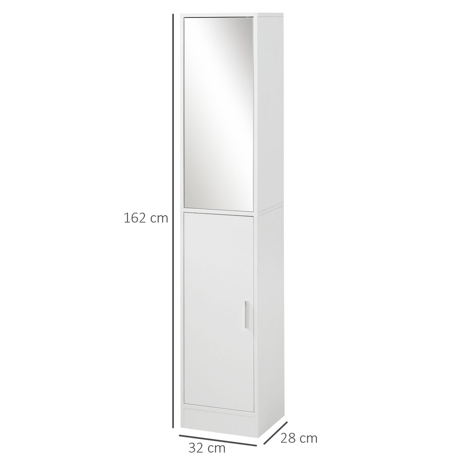 Tall Mirrored Bathroom Cabinet Bathroom Storage Cupboard Tallboy Unit White