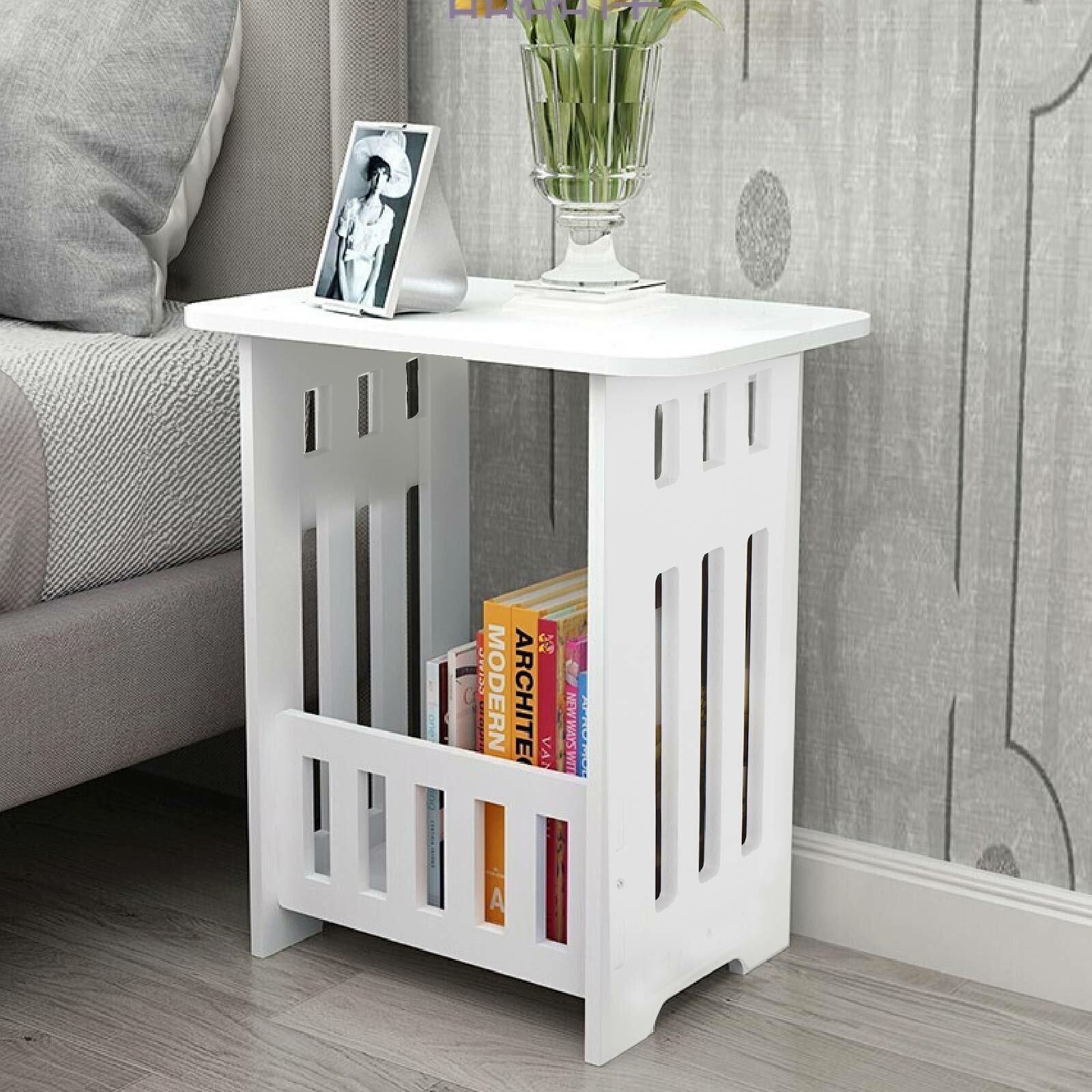 Bedside Table Cabinet Side End Table Nightstand Storage Organizer Home Stand UK