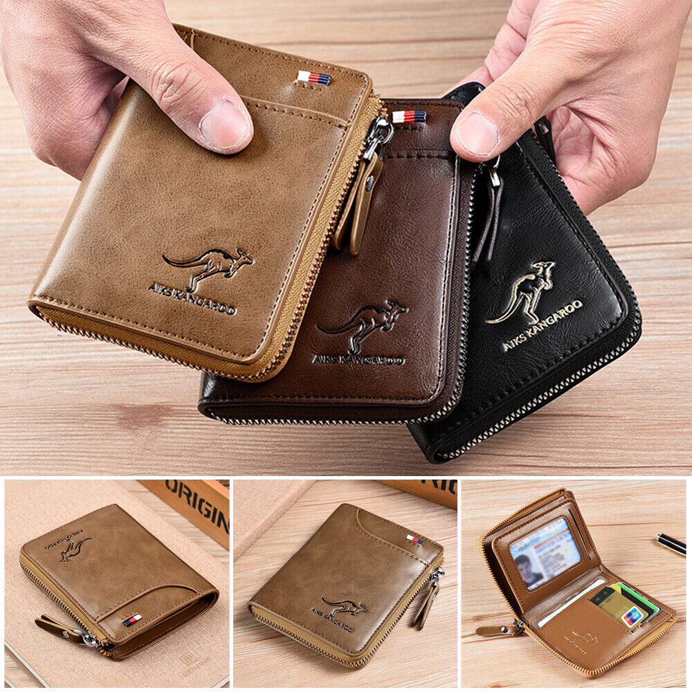 RFID Men's Leather Wallet Blocking Card Holder Case Anti-Theft Clutch Short