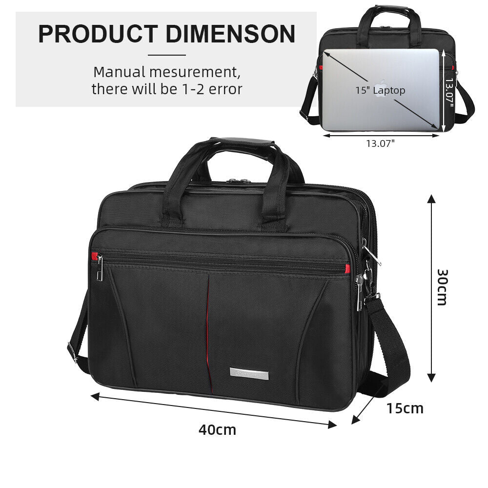 Men Briefcase Waterproof Padded Laptop Work Case Business Travel Shoulder Bag