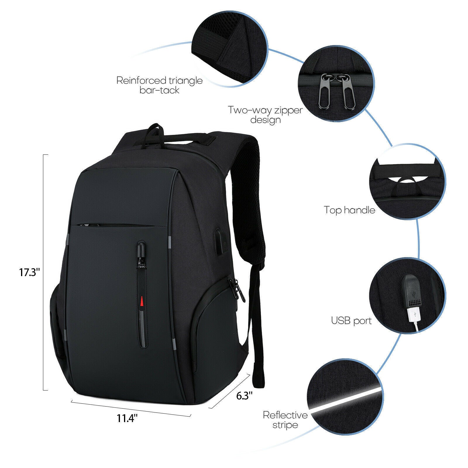 Men Women Boy Laptop Backpack Waterproof USB Rucksack Travel School Shoulder Bag