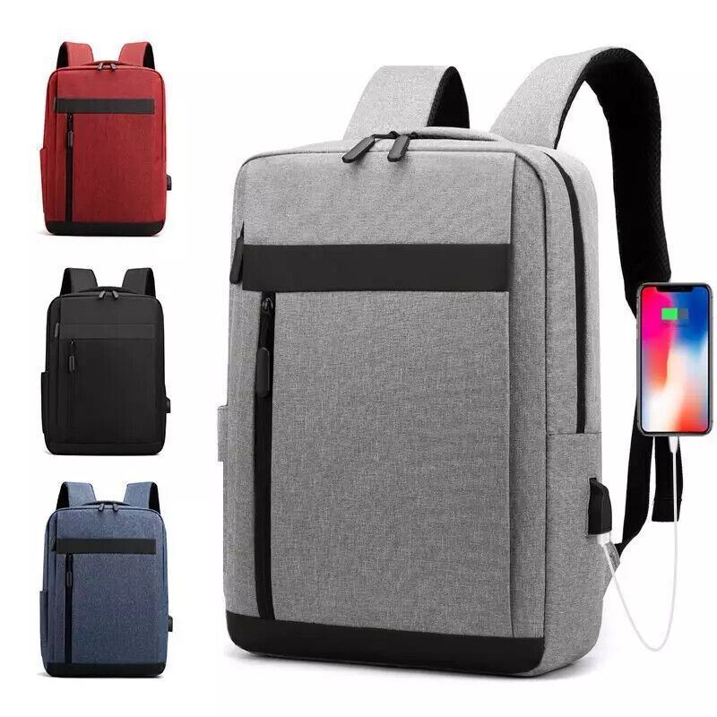 15.6 inch Mens Women Laptop Backpack Waterproof USB Rucksack School Shoulder Bag