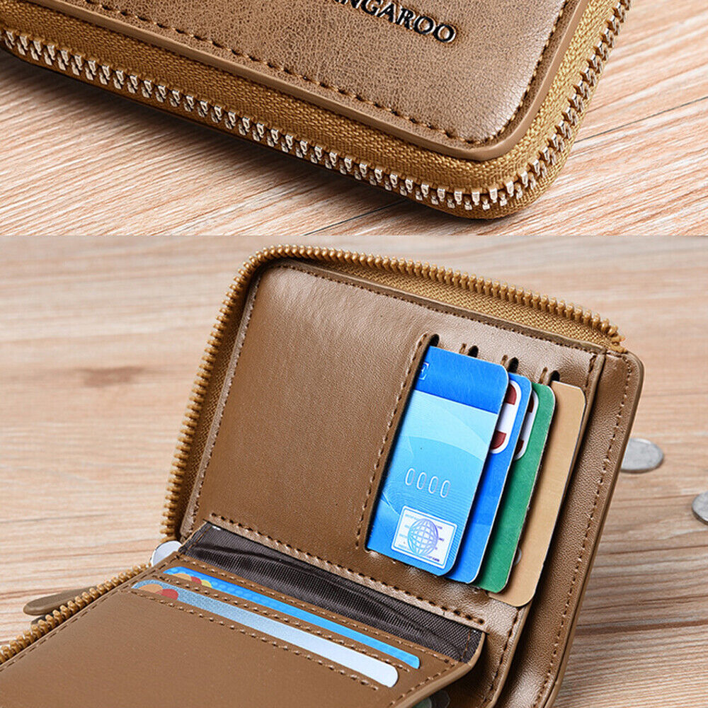 RFID Men's Leather Wallet Blocking Card Holder Case Anti-Theft Clutch Short