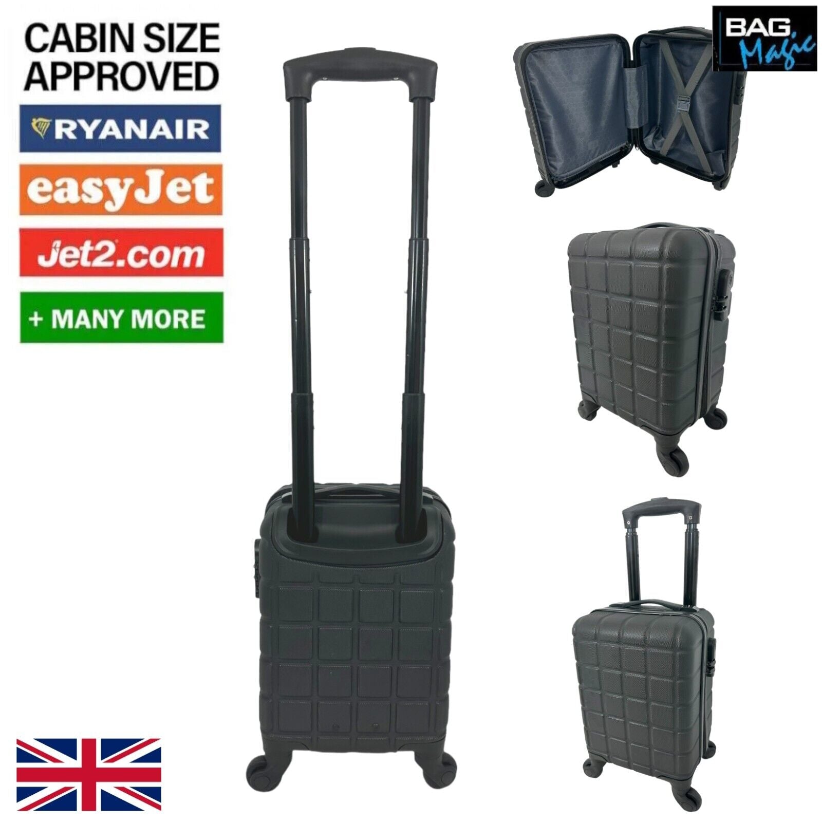 RyanAir 40x25x20cm Carry On Suitcase, Cabin Approved Underseat ABS Hard Luggage