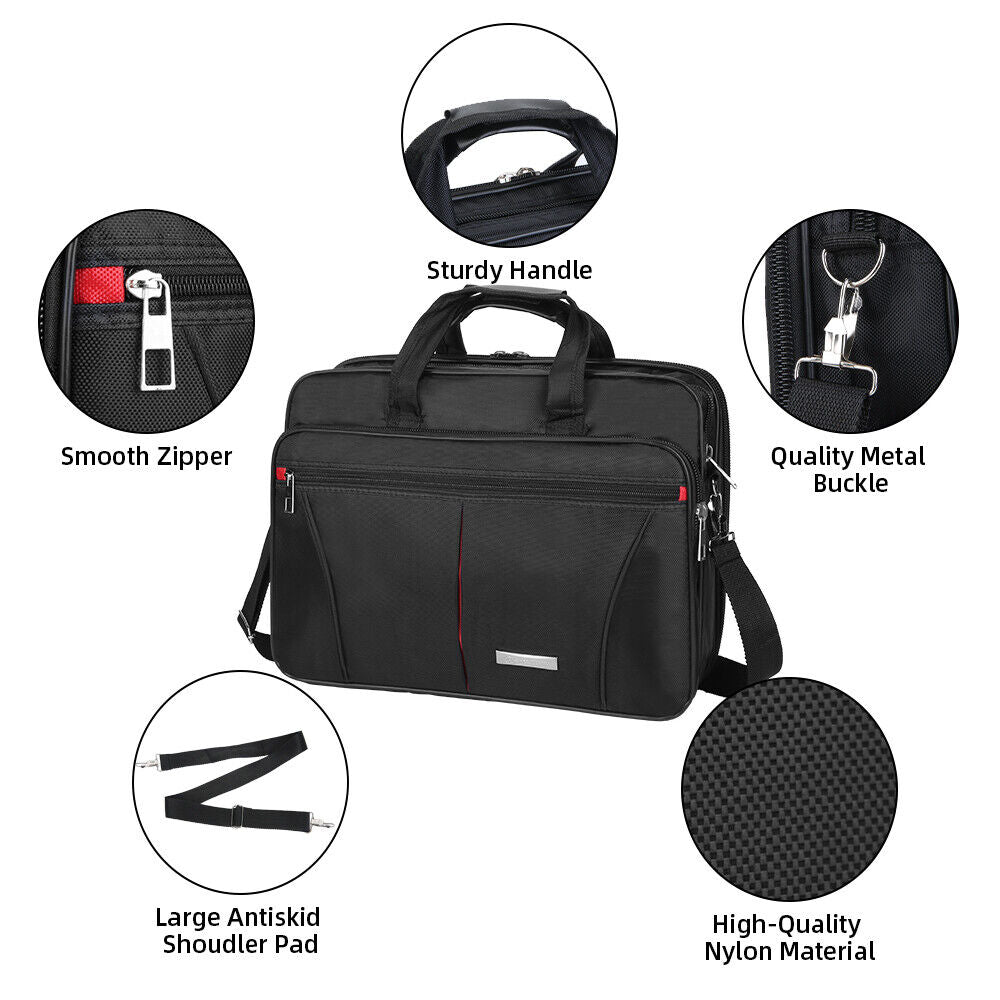 Men Briefcase Waterproof Padded Laptop Work Case Business Travel Shoulder Bag