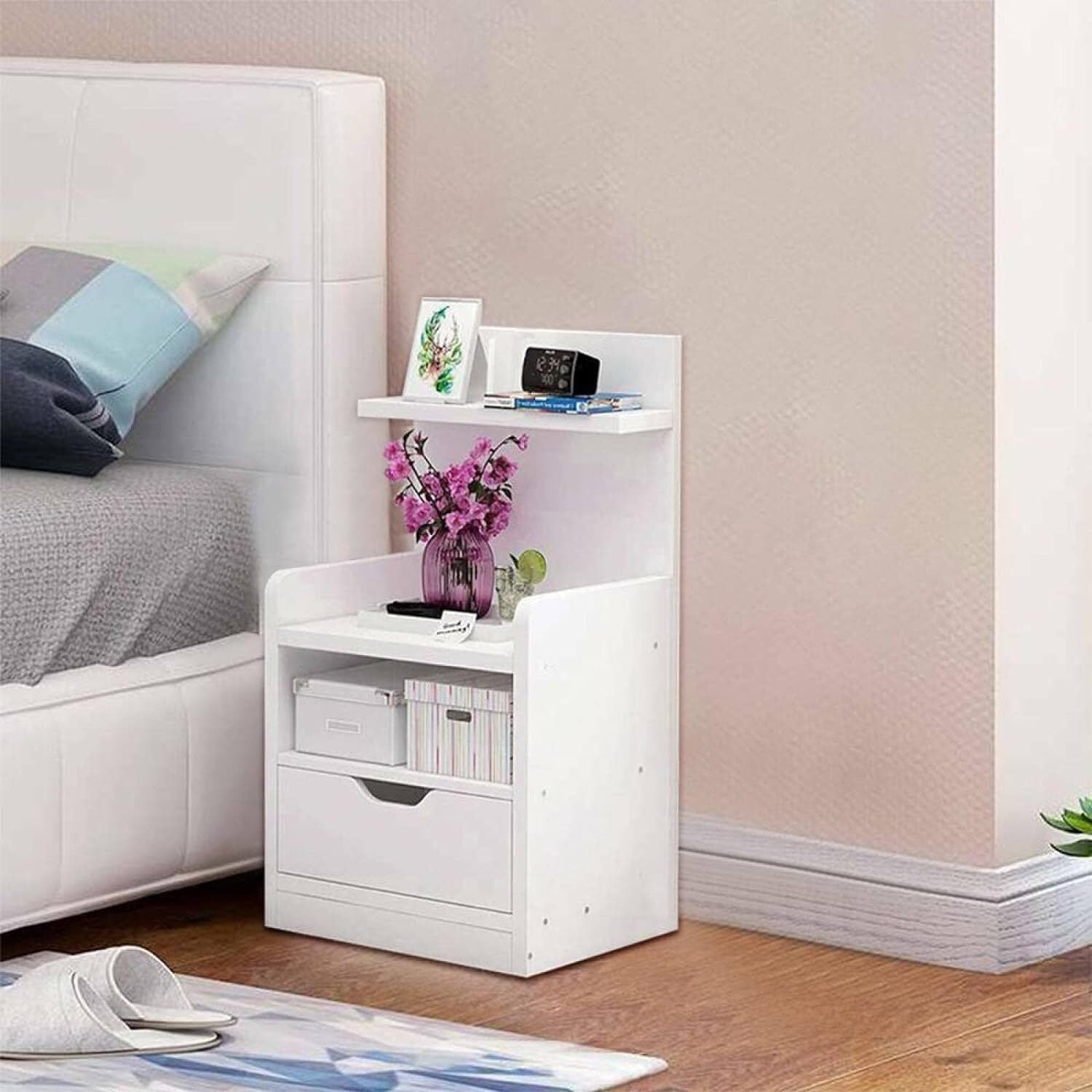 Fashion Bedside Table Drawer Cabinet Bedroom Furniture Storage Nightstand Shelf