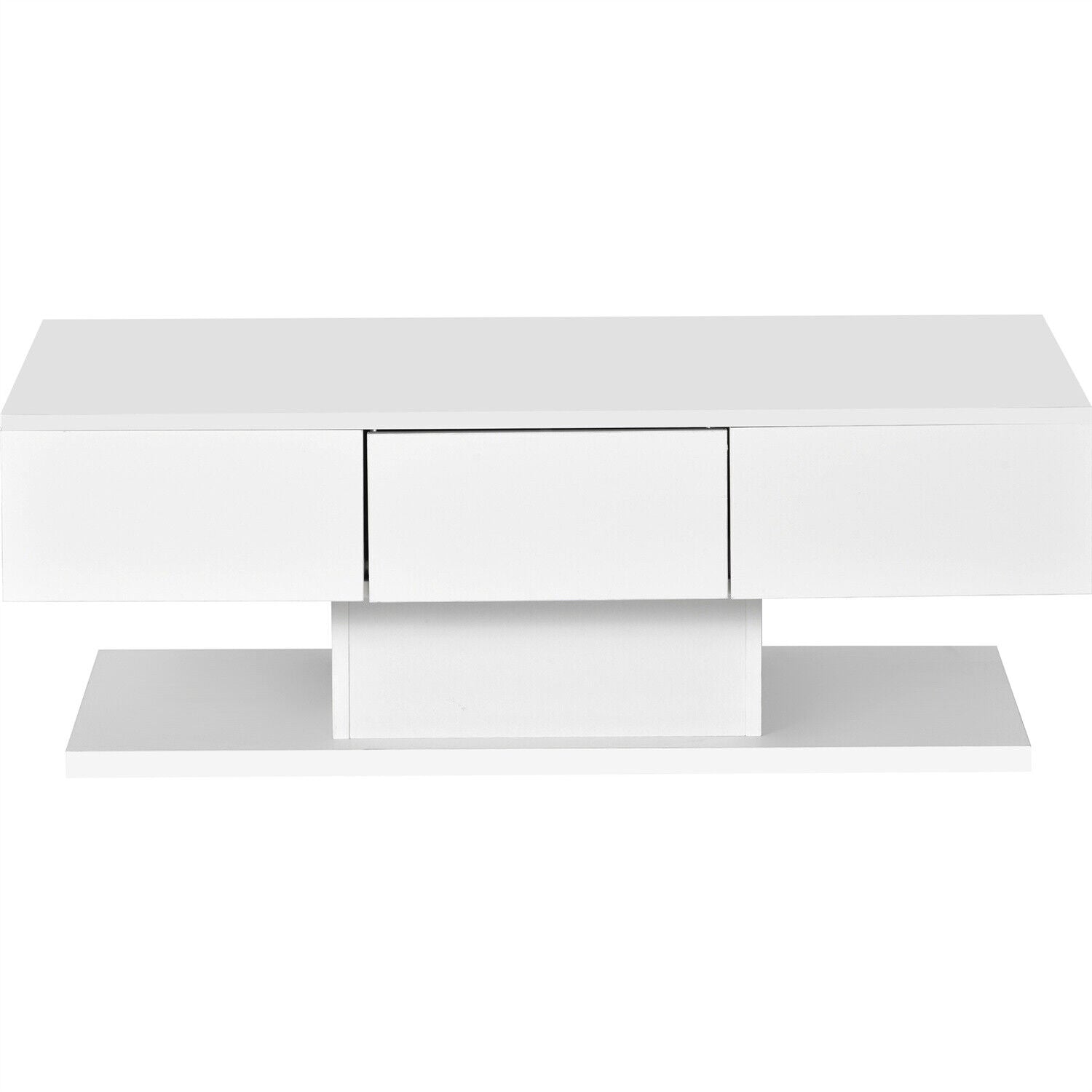 Modern LED Coffee Table High Gloss Wooden Drawer Storage Living Room Furniture