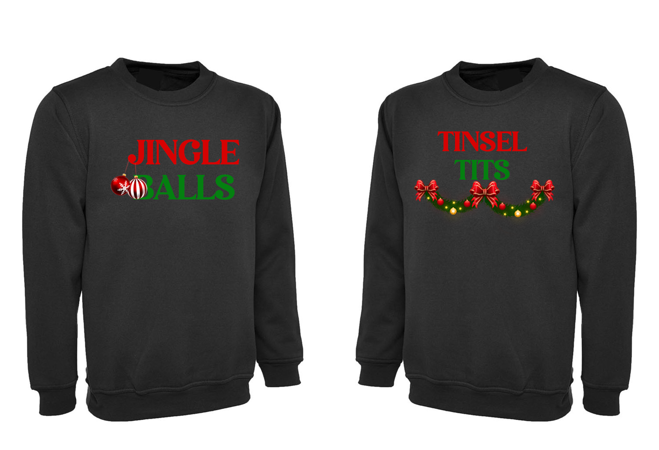 Jingle Balls & Tinsel Tits Couple Matching Christmas Sweatshirt