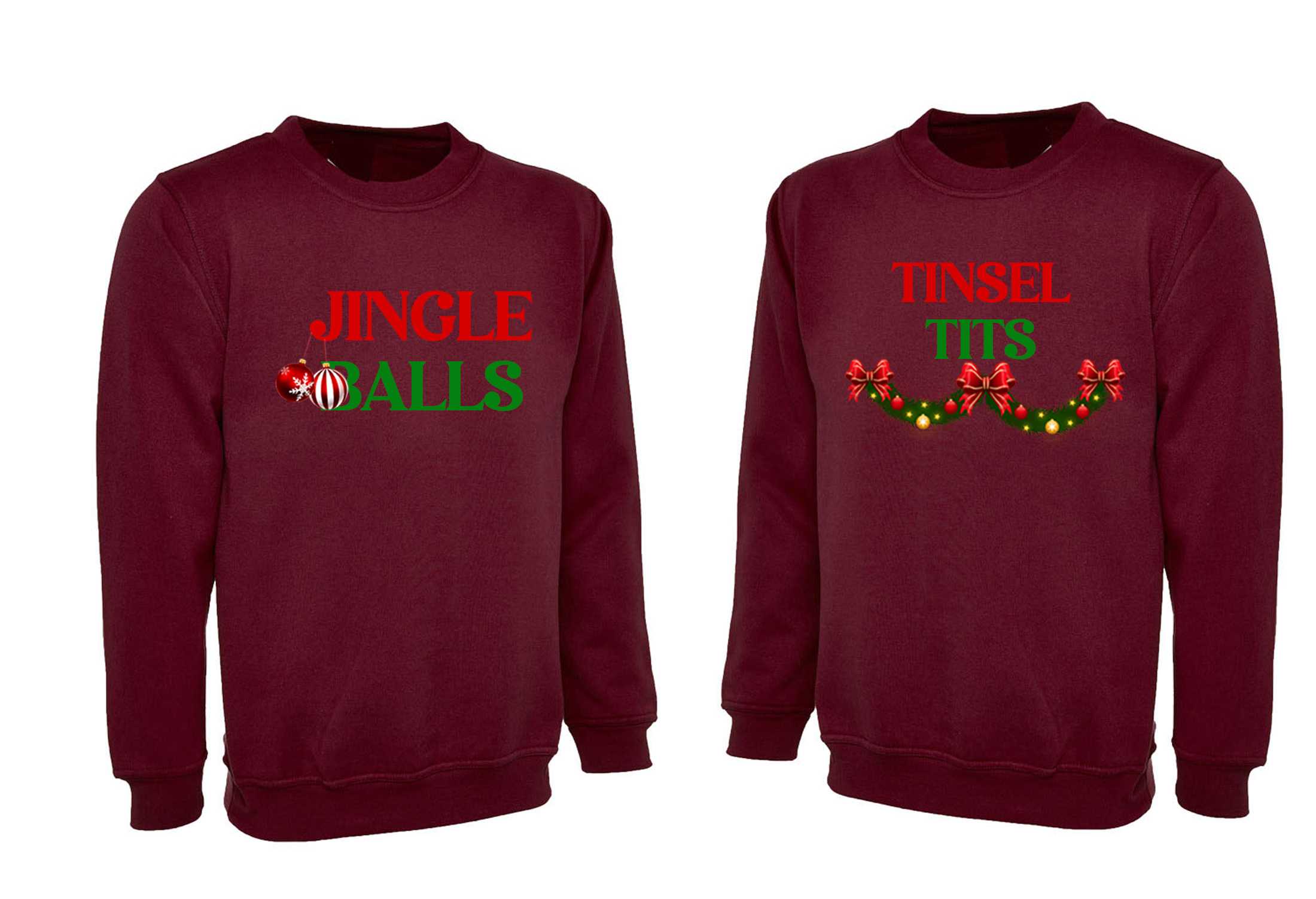 Jingle Balls & Tinsel Tits Couple Matching Christmas Sweatshirt