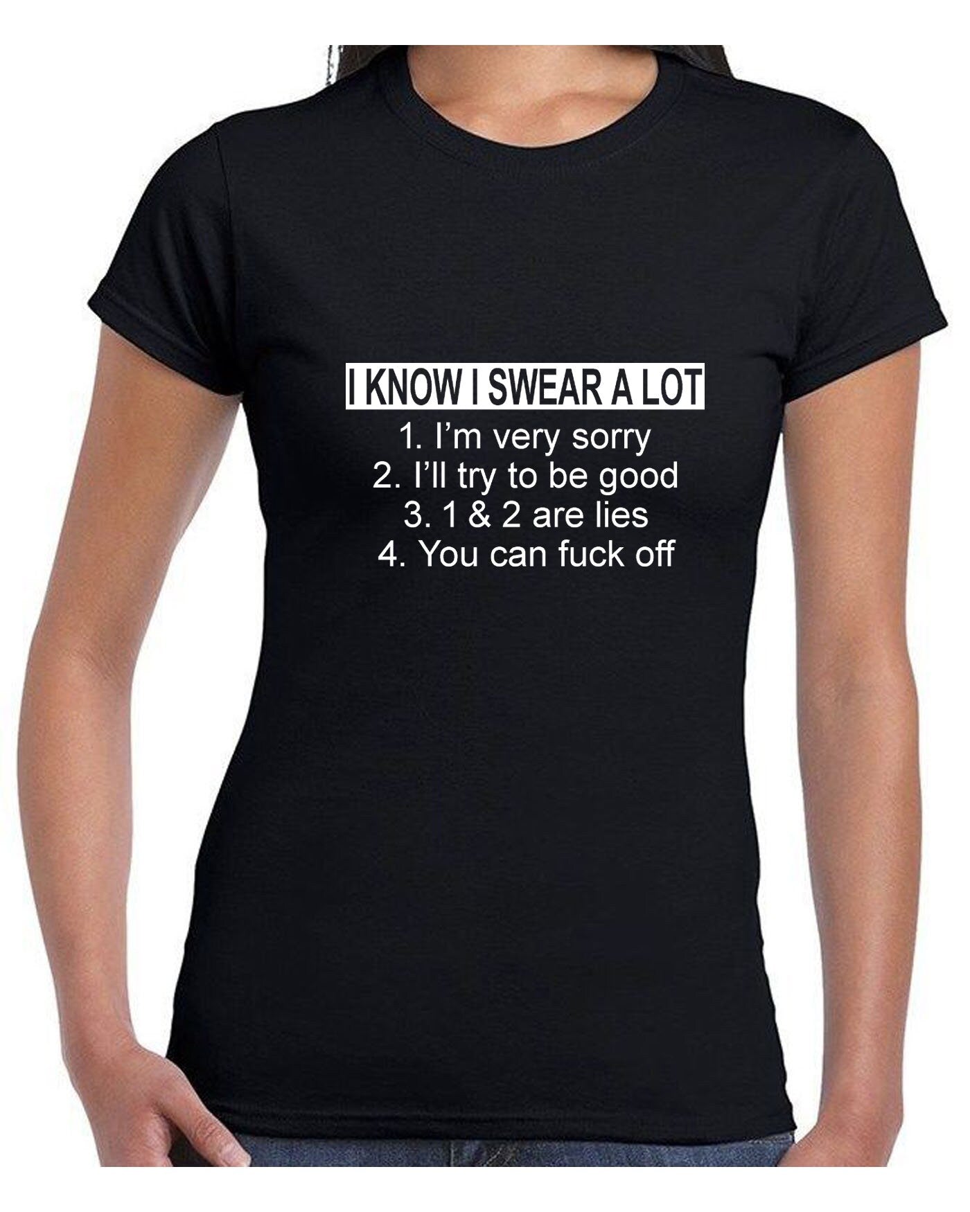 I Know I Swear A Lot I'm Sorry F**K Off Funny Slogan T Shirt Tee Shirt Tshirt T-shirt Offensive F**K Gif Top Joke Unisex Ladies Mens