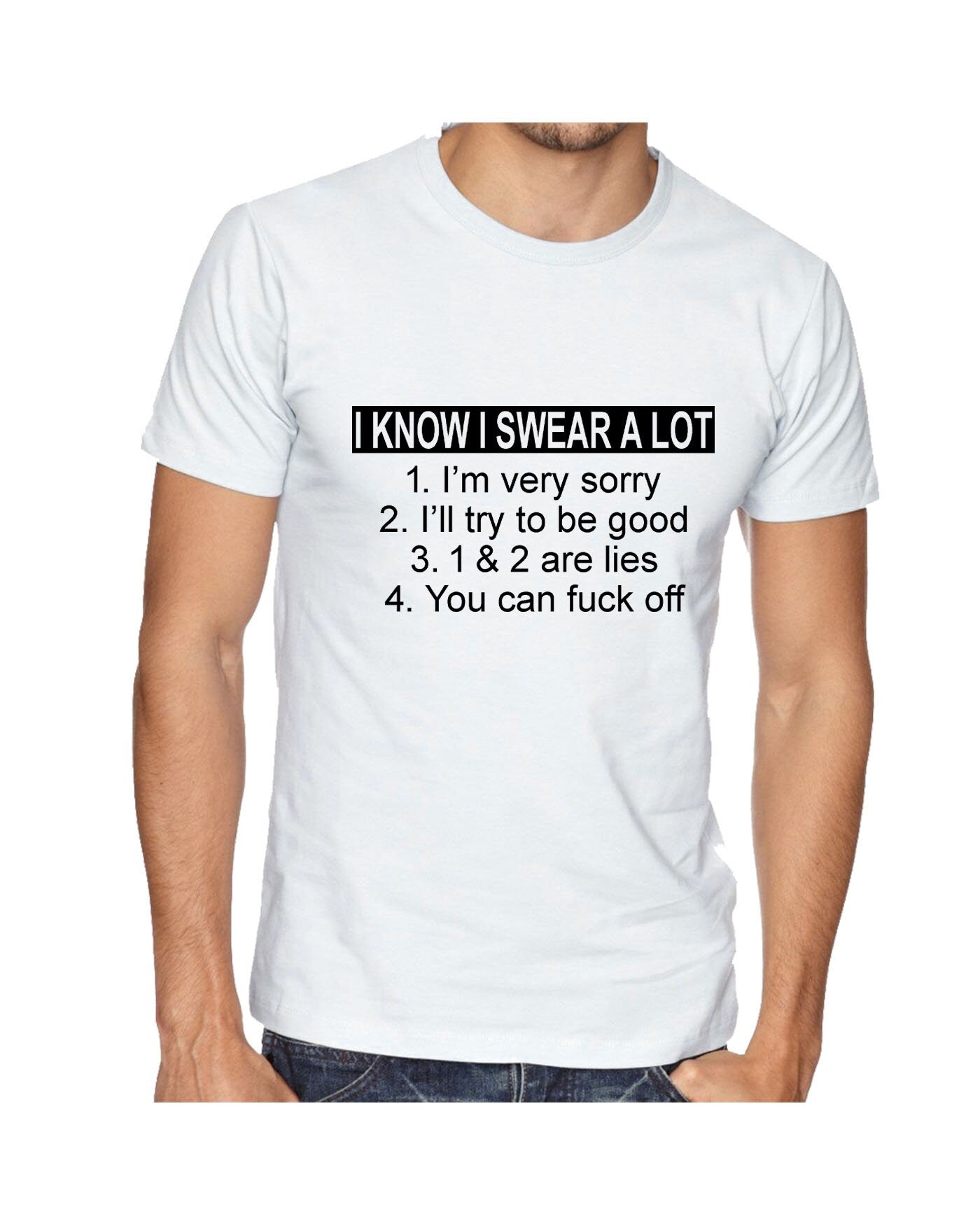 I Know I Swear A Lot I'm Sorry F**K Off Funny Slogan T Shirt Tee Shirt Tshirt T-shirt Offensive F**K Gif Top Joke Unisex Ladies Mens