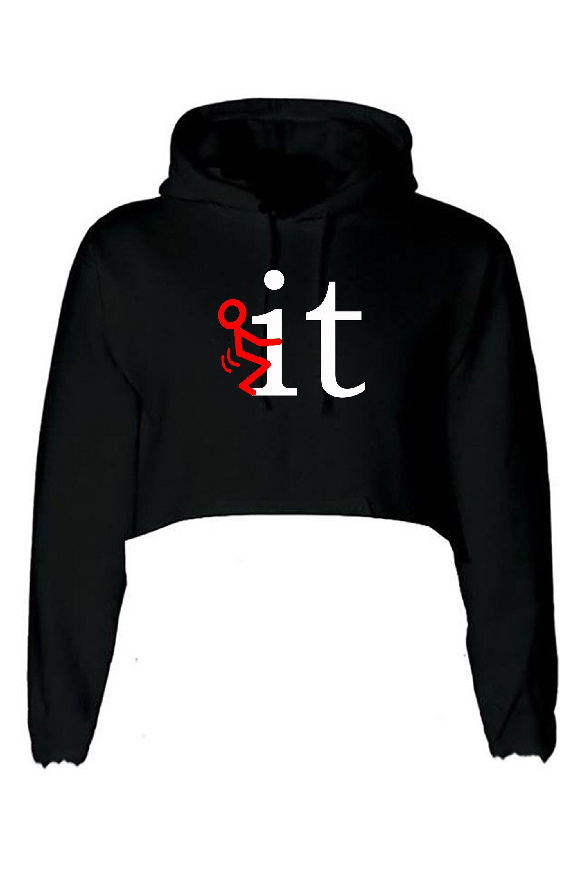 Fuck It, Custom Women's Hooded Long Sleeve Crop Top, Ladies Hoodie Crop Top, Personalised Logo Print Hoodie, Shirt,