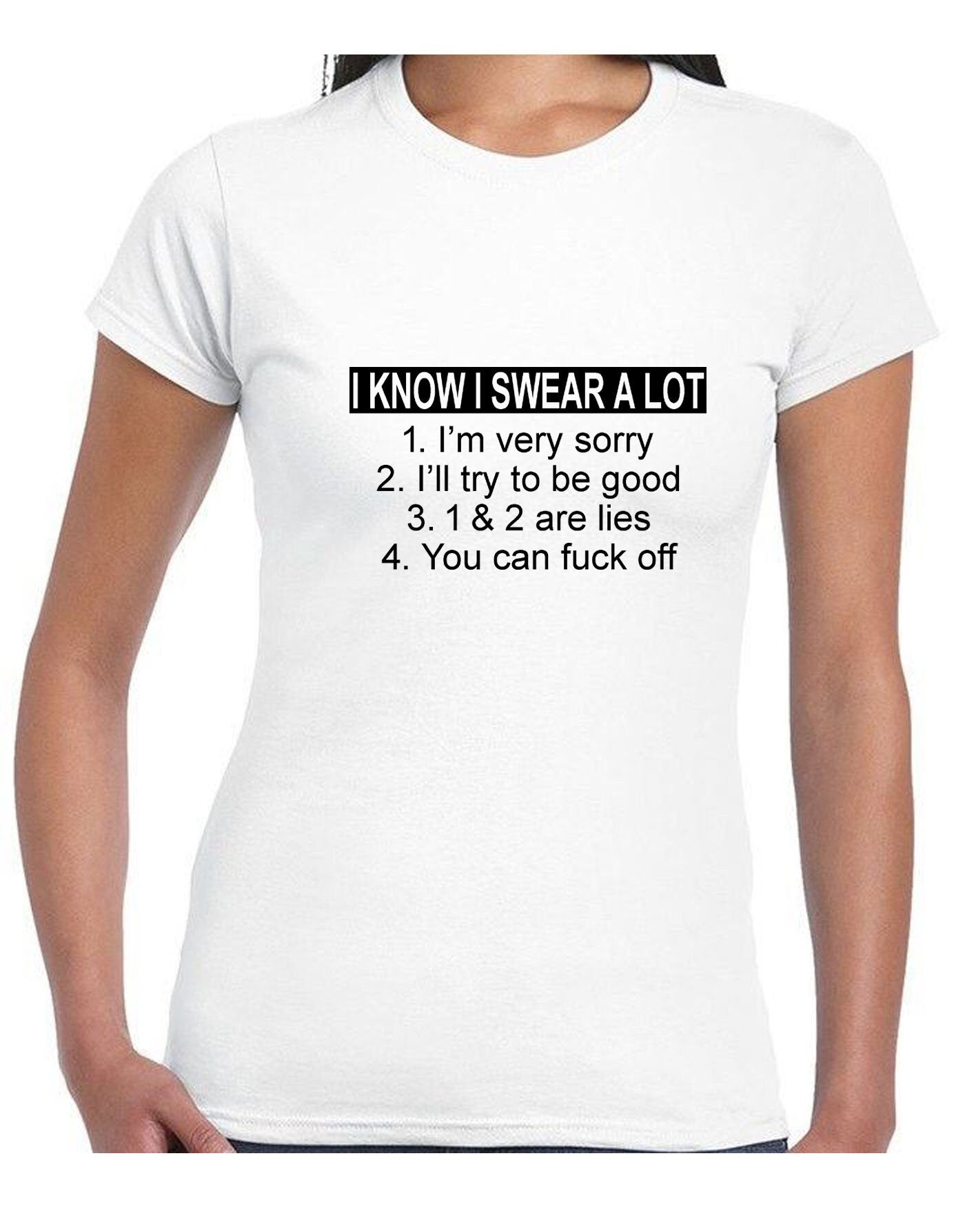 I Know I Swear A Lot I'm Sorry F**K Off Funny Slogan T Shirt Tee Shirt Tshirt T-shirt Offensive F**K Gif Top Joke Unisex Ladies Mens