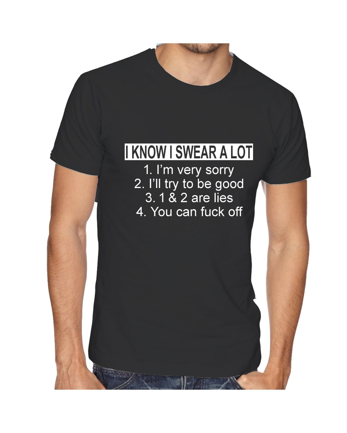 I Know I Swear A Lot I'm Sorry F**K Off Funny Slogan T Shirt Tee Shirt Tshirt T-shirt Offensive F**K Gif Top Joke Unisex Ladies Mens