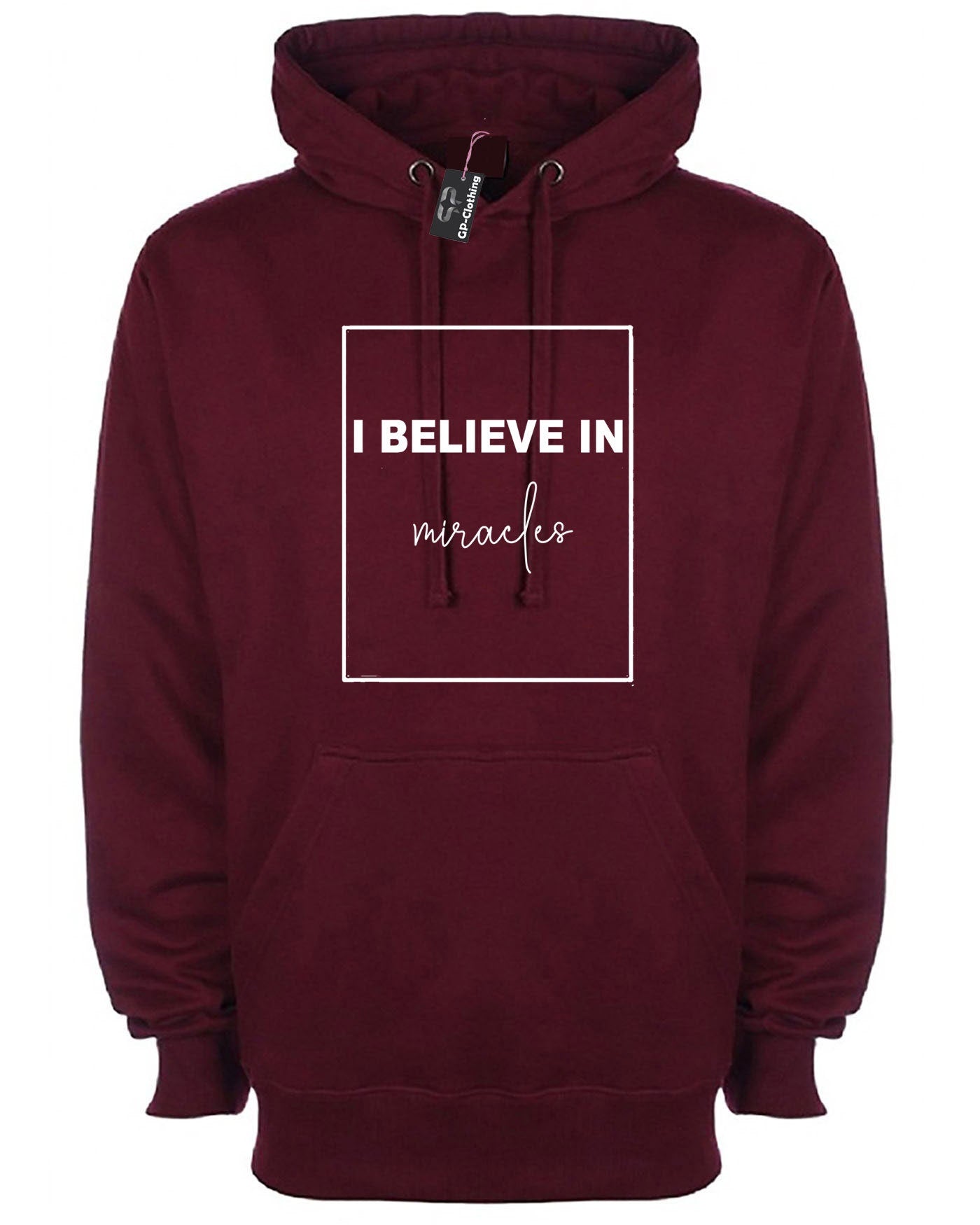 I Believe in Miracles Hoodie Hoody Hood Hooded Miracle Belief Top Christmas Mens Womens Religion Gift Slogan Unisex