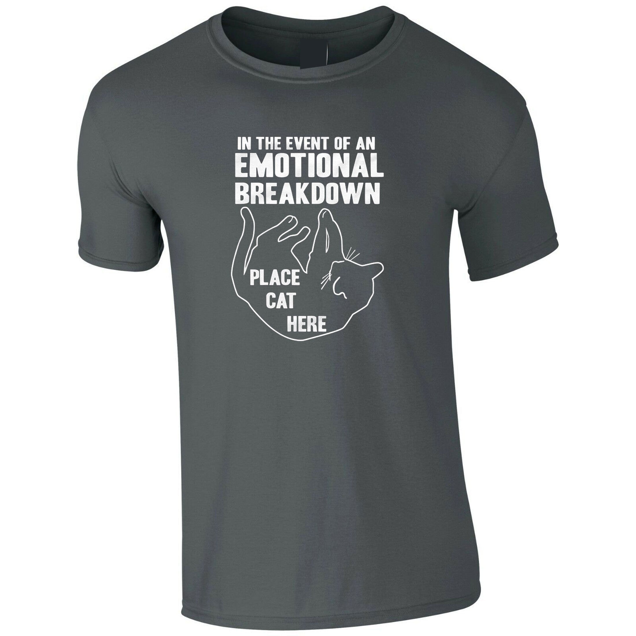 In case of Emotional Breakdown Place Cat Here Funny Cat Lovers T Shirt T-shirt Tshirt Tee Shirt Gift Funny Unisex Ladies Womens Top