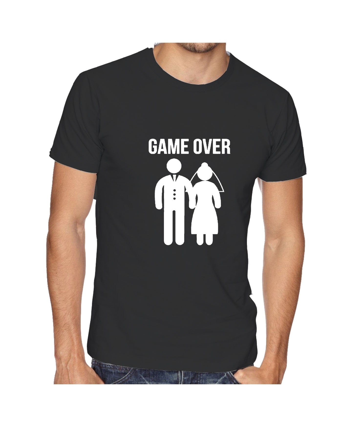 Funny Game Over Tshirt T shirt T-shirt Tee Shirt Gift for Newly Married Couple Marriage Wedding Wife Husband Joke Idea Present