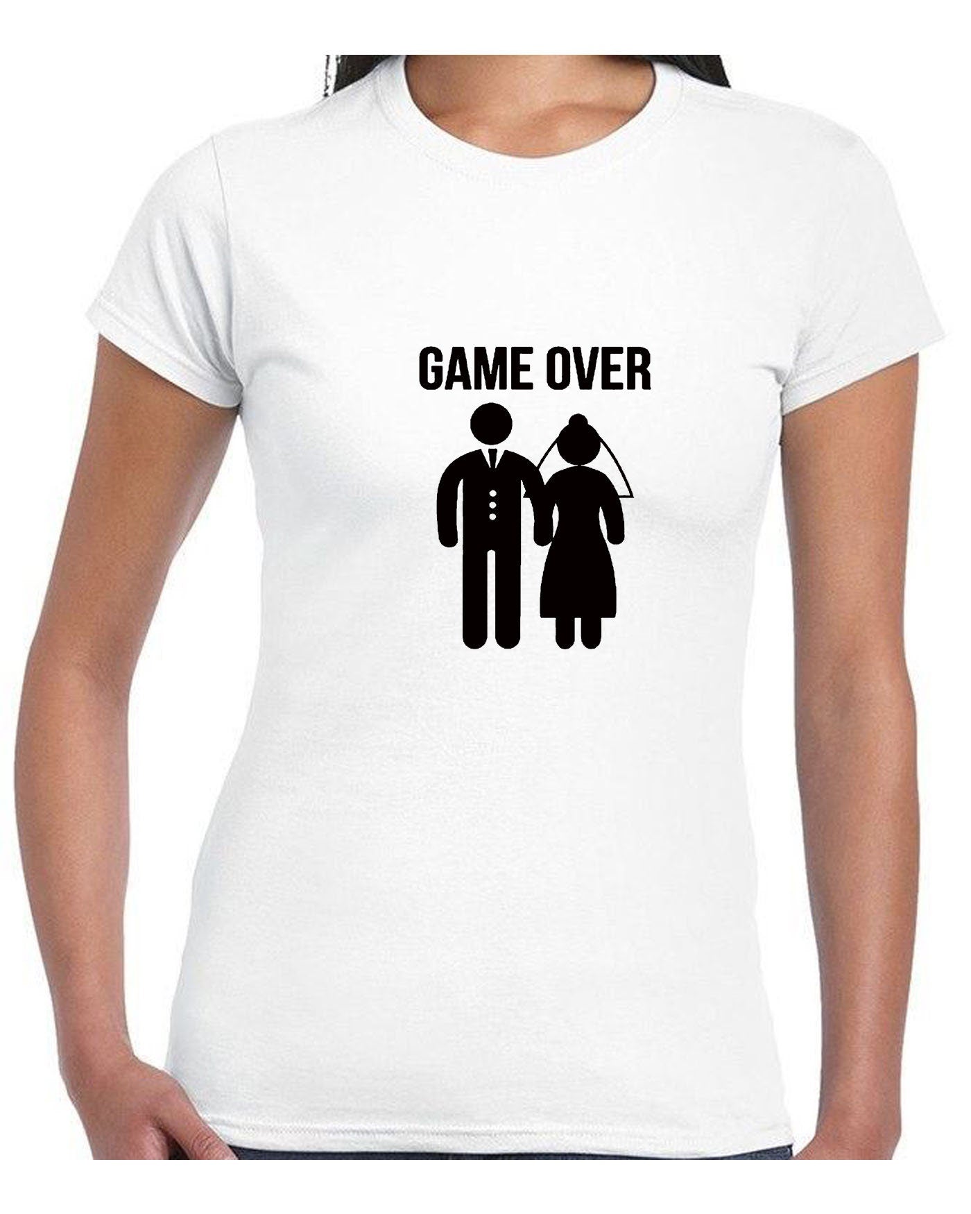 Funny Game Over Tshirt T shirt T-shirt Tee Shirt Gift for Newly Married Couple Marriage Wedding Wife Husband Joke Idea Present