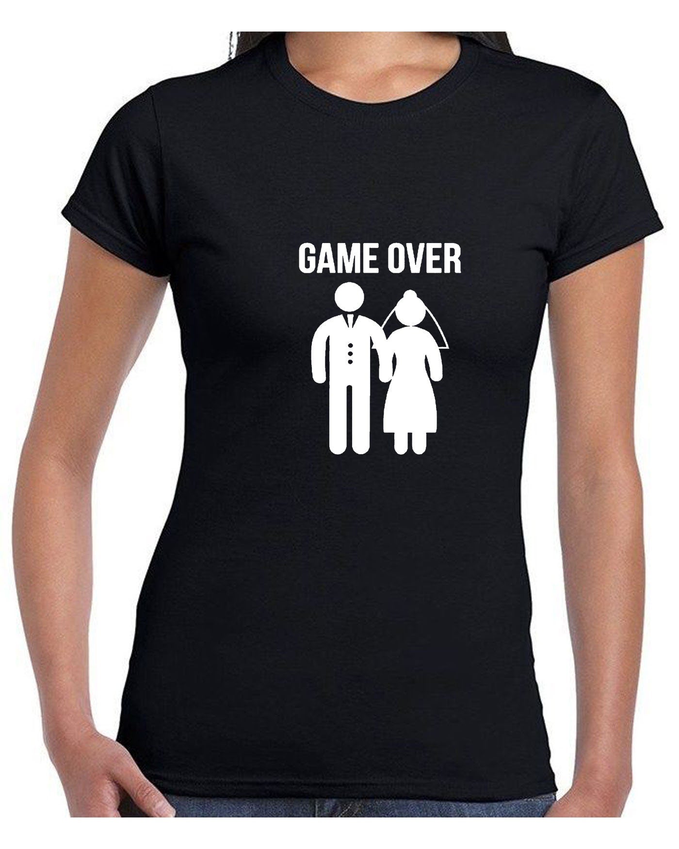 Funny Game Over Tshirt T shirt T-shirt Tee Shirt Gift for Newly Married Couple Marriage Wedding Wife Husband Joke Idea Present