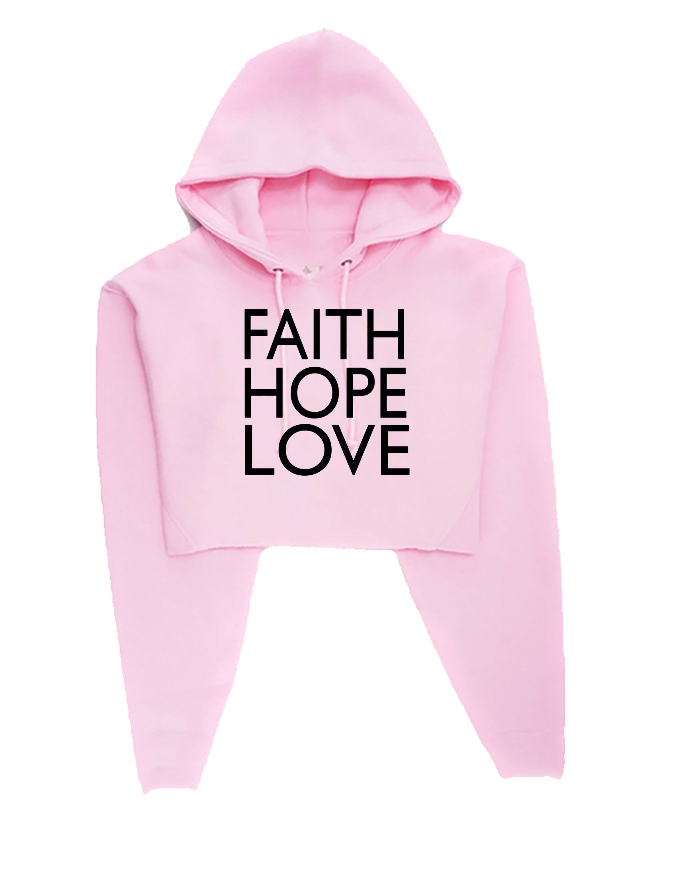 FAITH, HOPE, LOVE Crop Top Crop-Tops Hoodie Hoody Hood music, peace, world, earth, happy Top Unisex Mens Christmas Gift Birthday Present