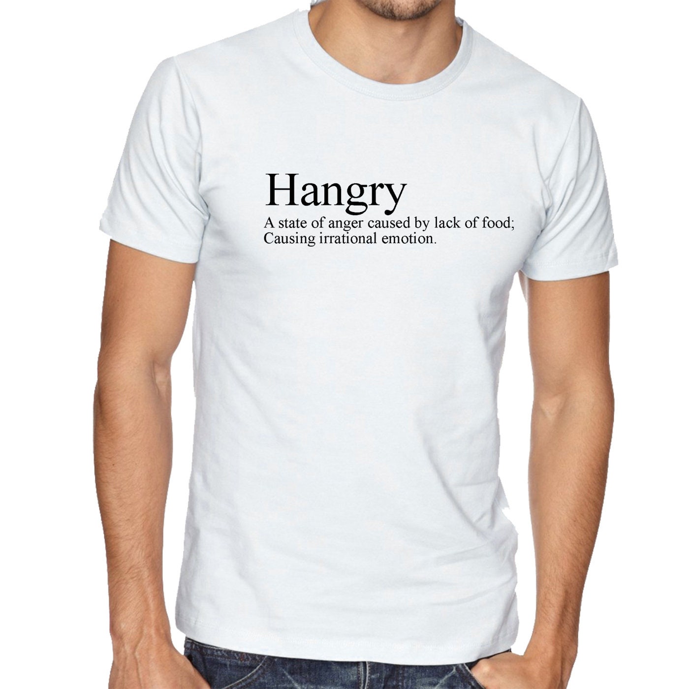 Hangry T Shirt Tshirt T-shirt Tee Shirt Funny Slogan Anger caused by lack of Food irrational emotion Top Hungry and Angry Womens Unisex