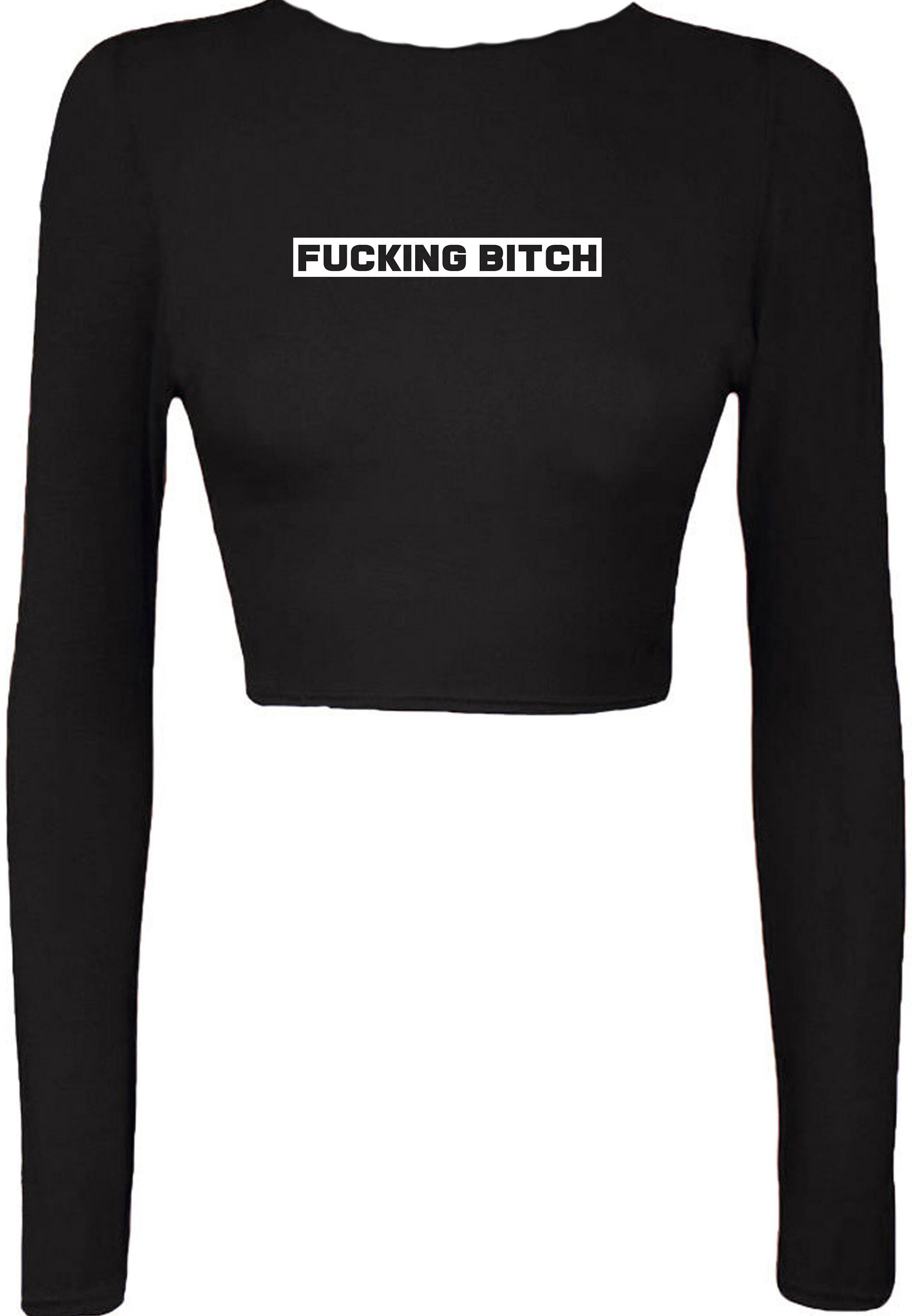 Fu**ing Bitch Funny Bitch Crop Top Crop-Tops Joke Ladies Womens Rude Sarcastic Humorous Present Top Xmas BFF GF Birthday.