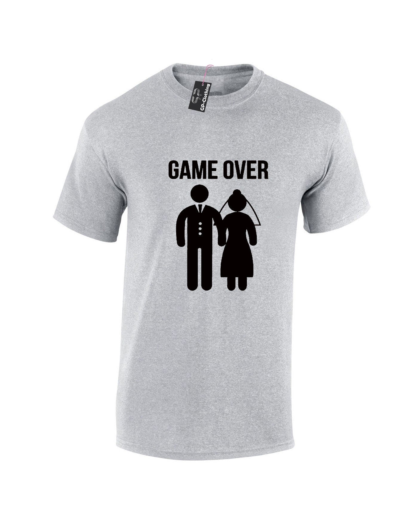 Funny Game Over Tshirt T shirt T-shirt Tee Shirt Gift for Newly Married Couple Marriage Wedding Wife Husband Joke Idea Present