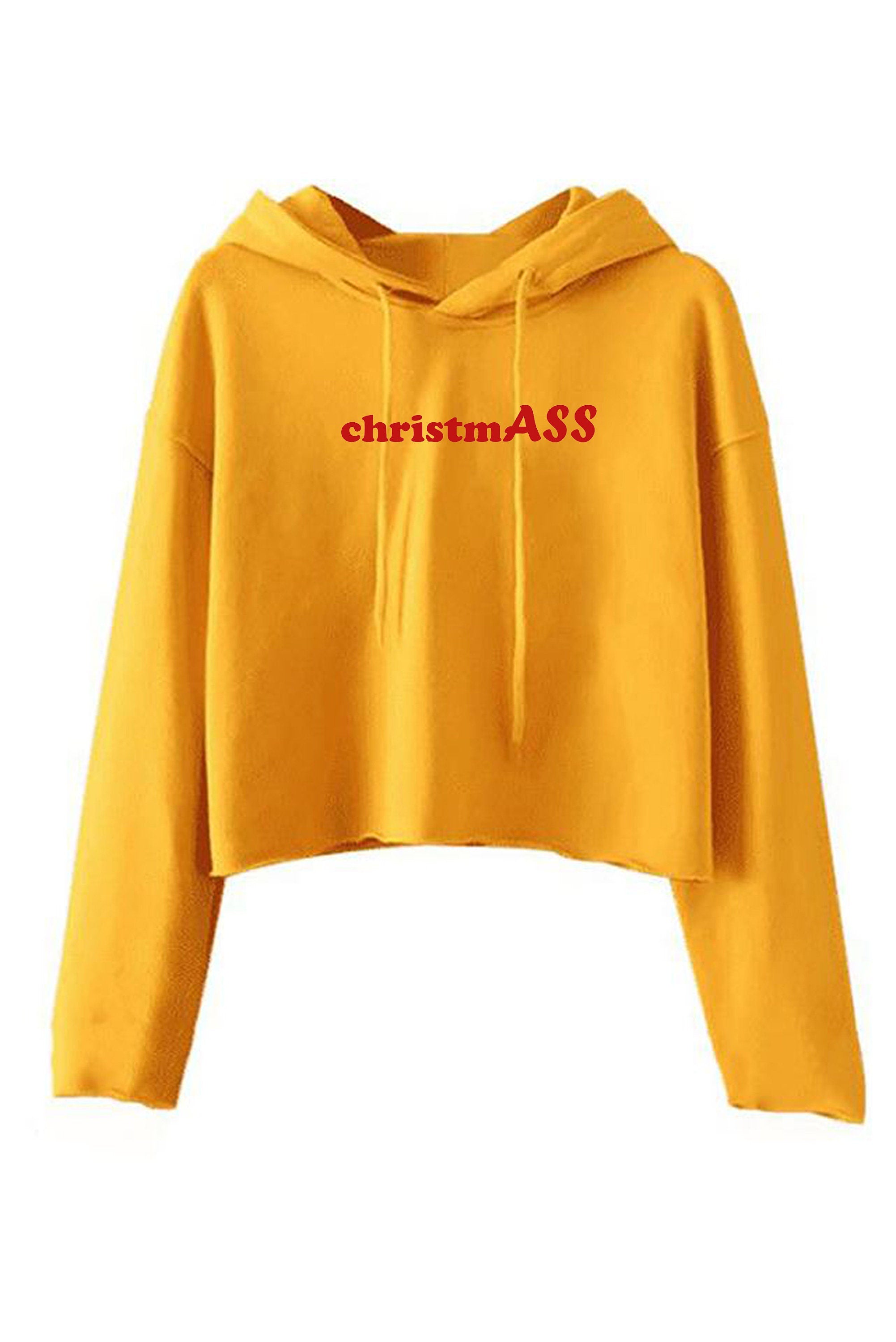 ChristmASS Crop Tops Hoodie Crop-Tops Hoody Hood Funny Xmas Top Naughty Idea Unisex Ladies Womens Present Slogan Joke Humorous Present