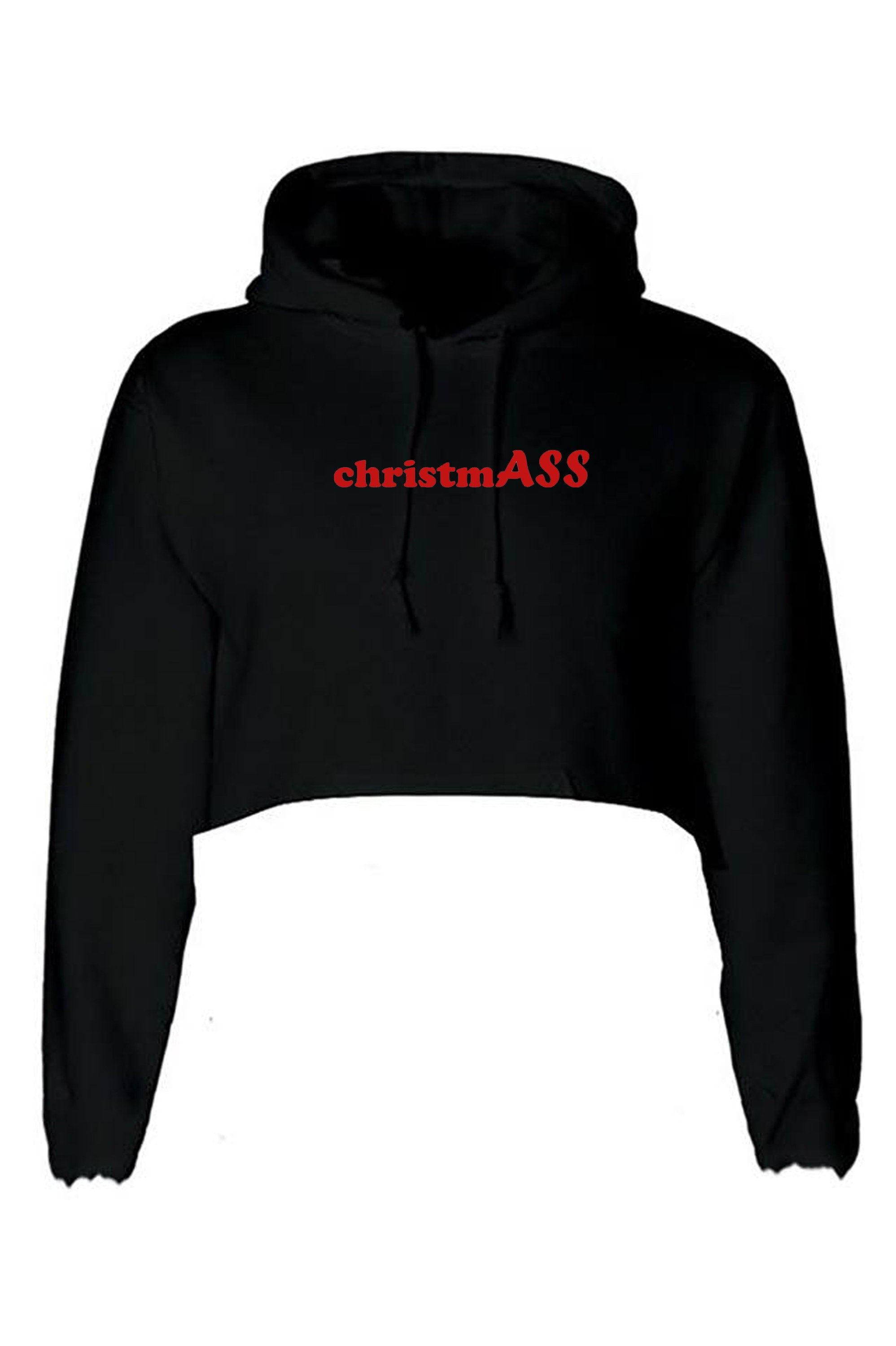 ChristmASS Crop Tops Hoodie Crop-Tops Hoody Hood Funny Xmas Top Naughty Idea Unisex Ladies Womens Present Slogan Joke Humorous Present