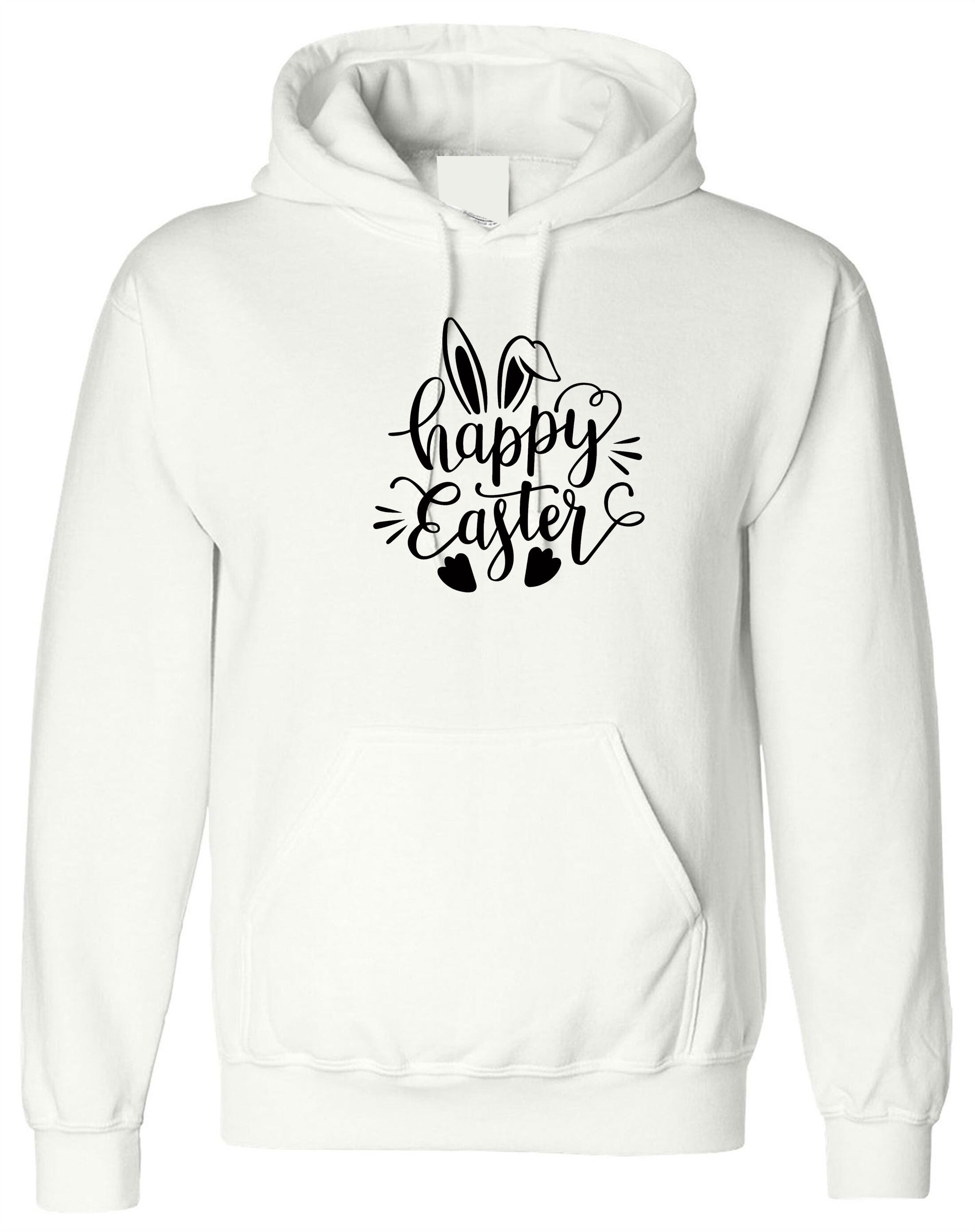 Happy Easter Hoodie Hoody Hood Hooded Hare Rabbit Paws Bunny Ears Novelty Woman Gift Funny Top Unisex mens Ladies Present