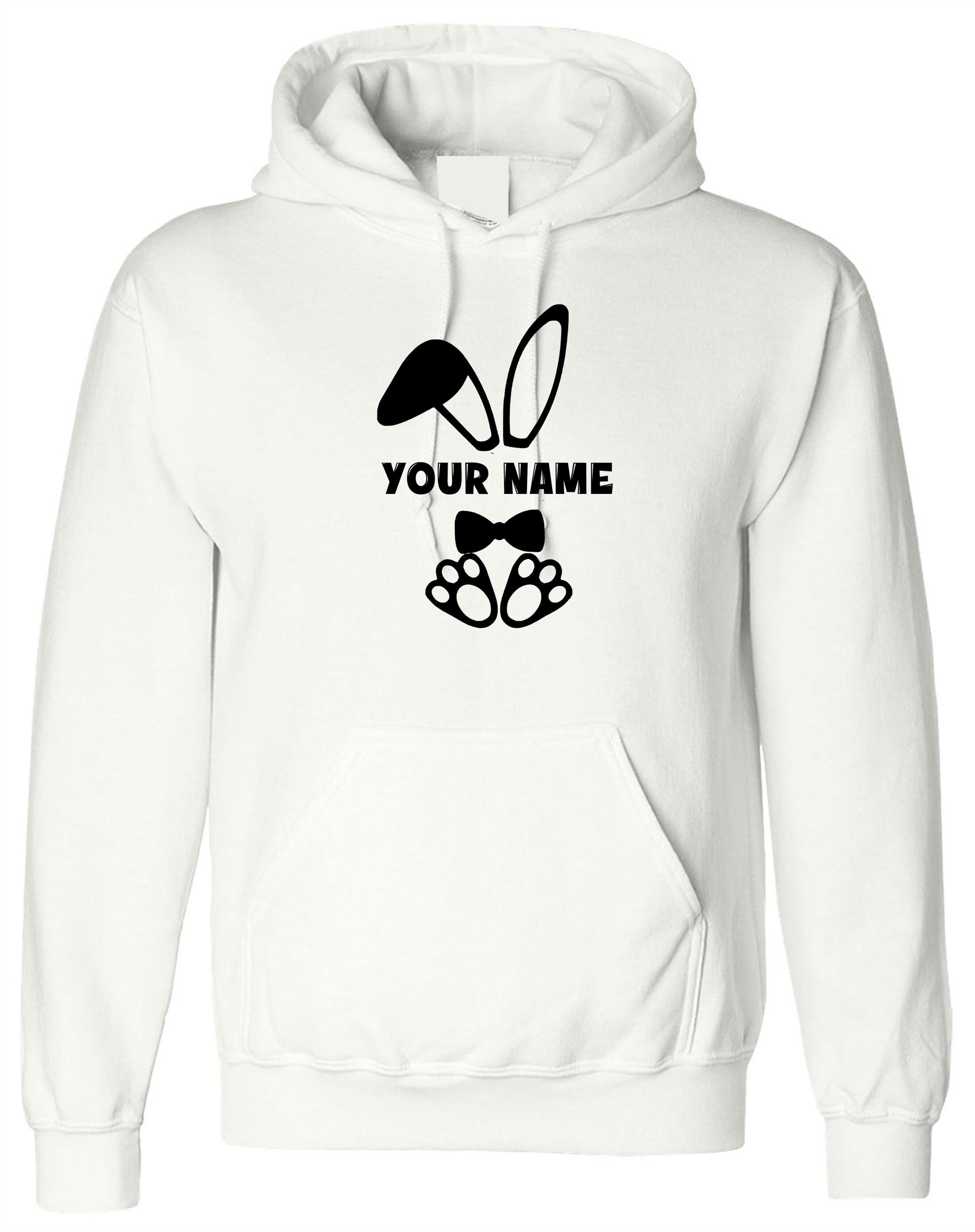 Bunny Easter Hoodie hoody Hood Hooded Customised Personalized Name Funny Hare Rabbit Flowers Cute Gift Unisex Egg Rabbit Gift