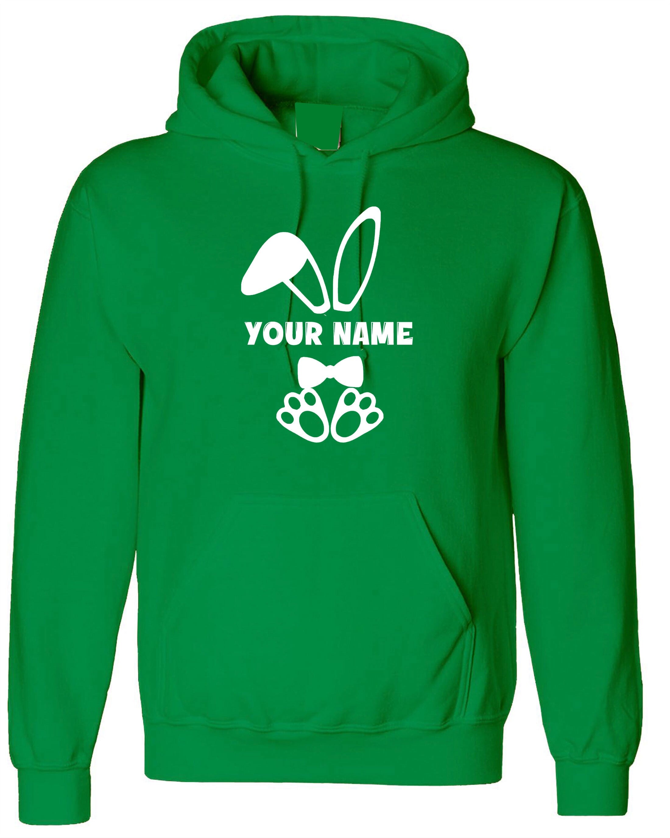 Bunny Easter Hoodie hoody Hood Hooded Customised Personalized Name Funny Hare Rabbit Flowers Cute Gift Unisex Egg Rabbit Gift