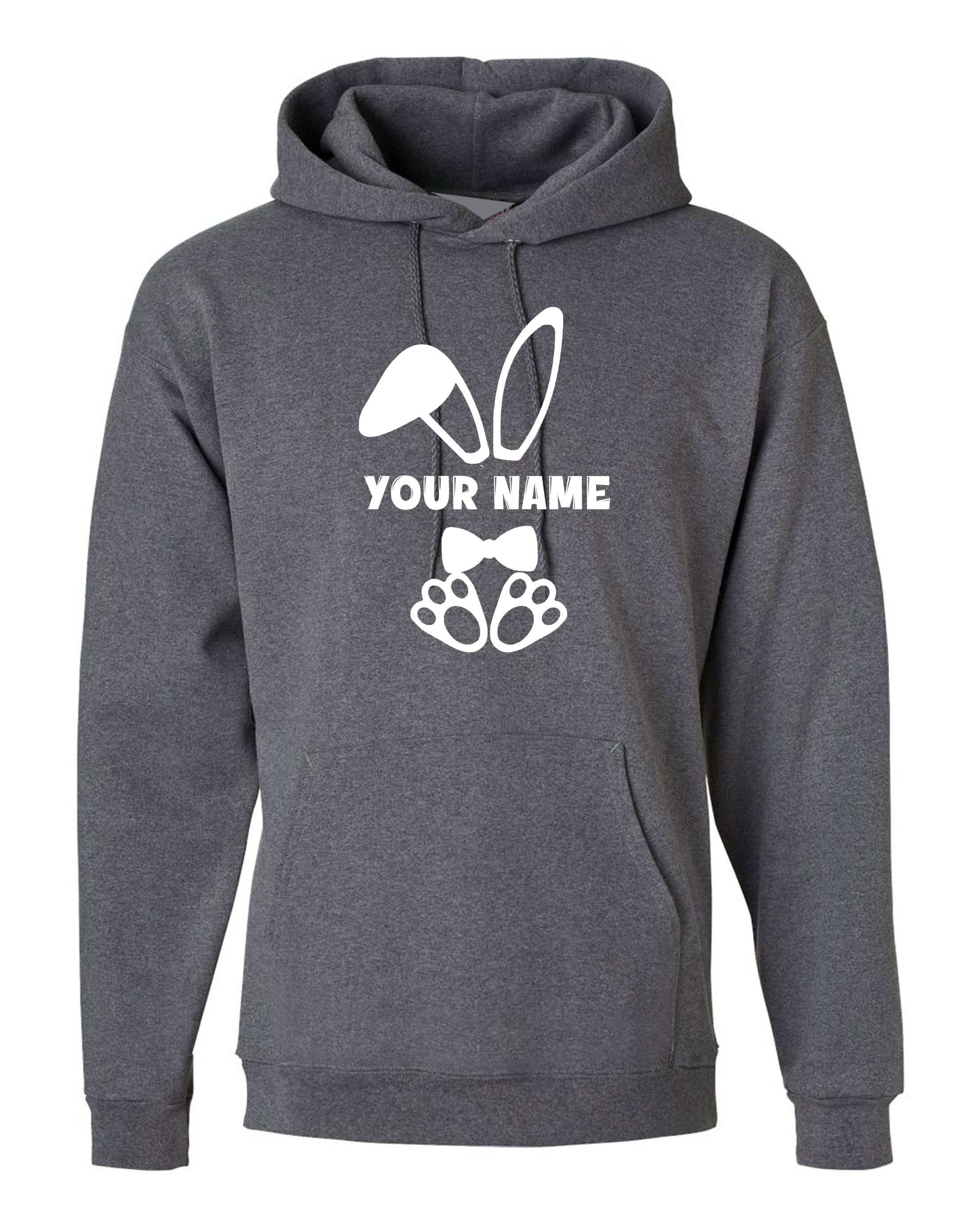 Bunny Easter Hoodie hoody Hood Hooded Customised Personalized Name Funny Hare Rabbit Flowers Cute Gift Unisex Egg Rabbit Gift