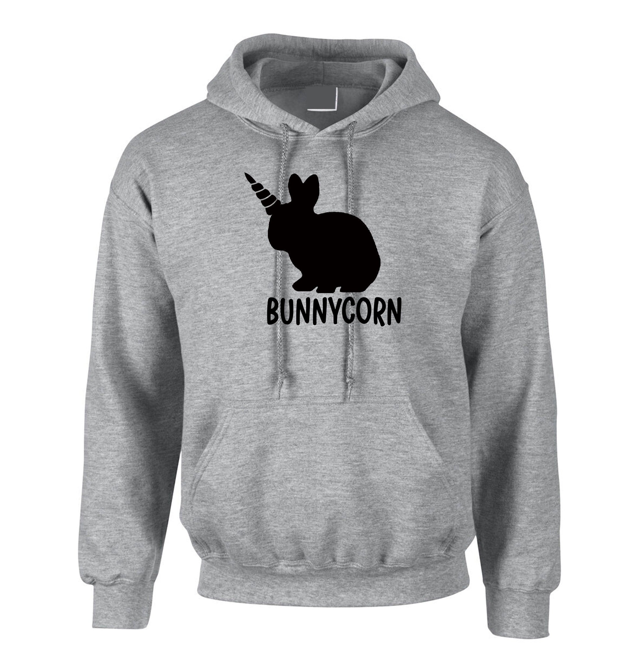 Bunnycorn Hoodie Hoody Hood Hooded UNISEX Funny Unicorn Ladies Womens Gift Easter Bunny Unicorn Easter Gift Hare Rabbit Egg